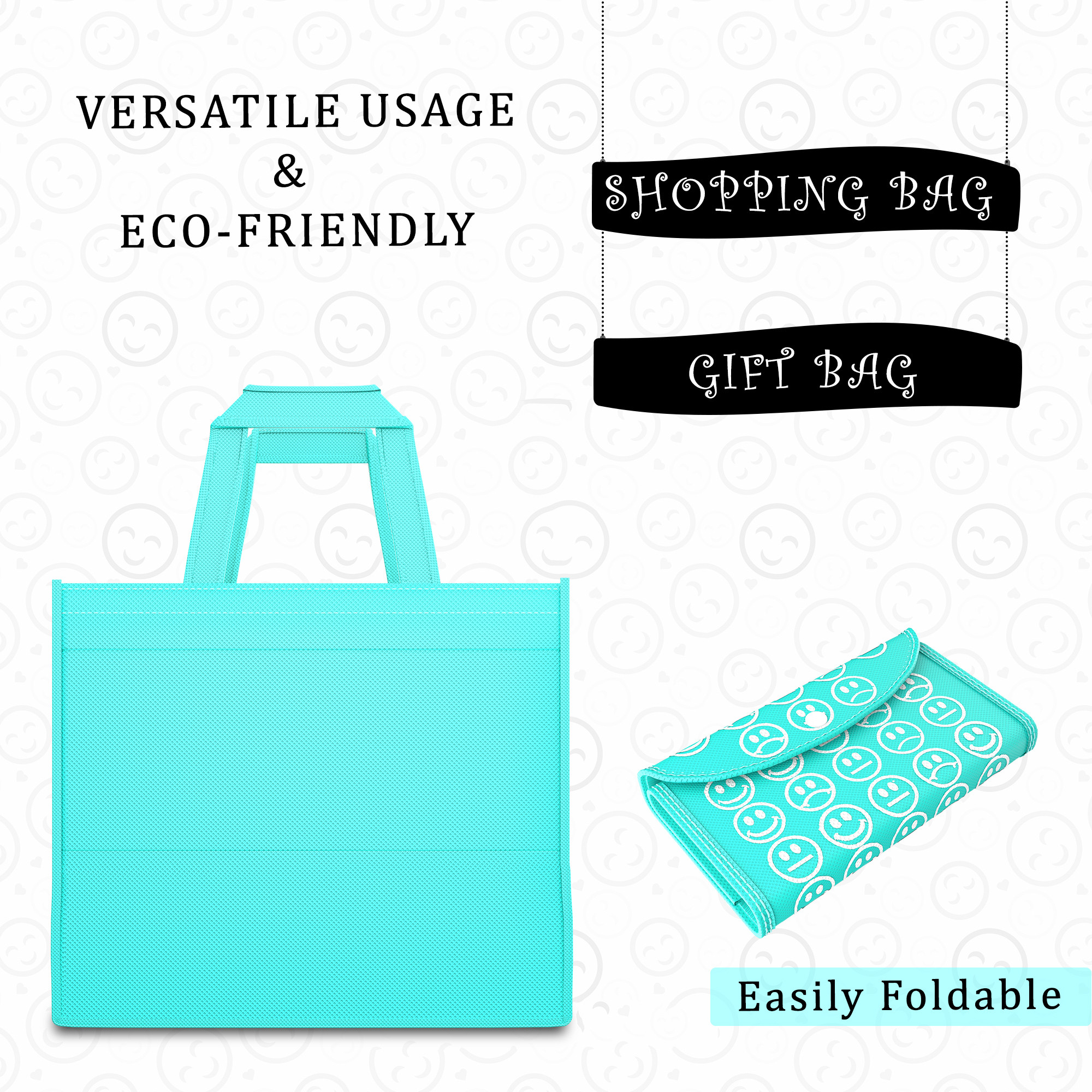 Kuber Industries  Foldable Shopping Bags For Women  GroceryVegetable Bags For Market  JholaThela  Daily Use Bags  Smile- Blue