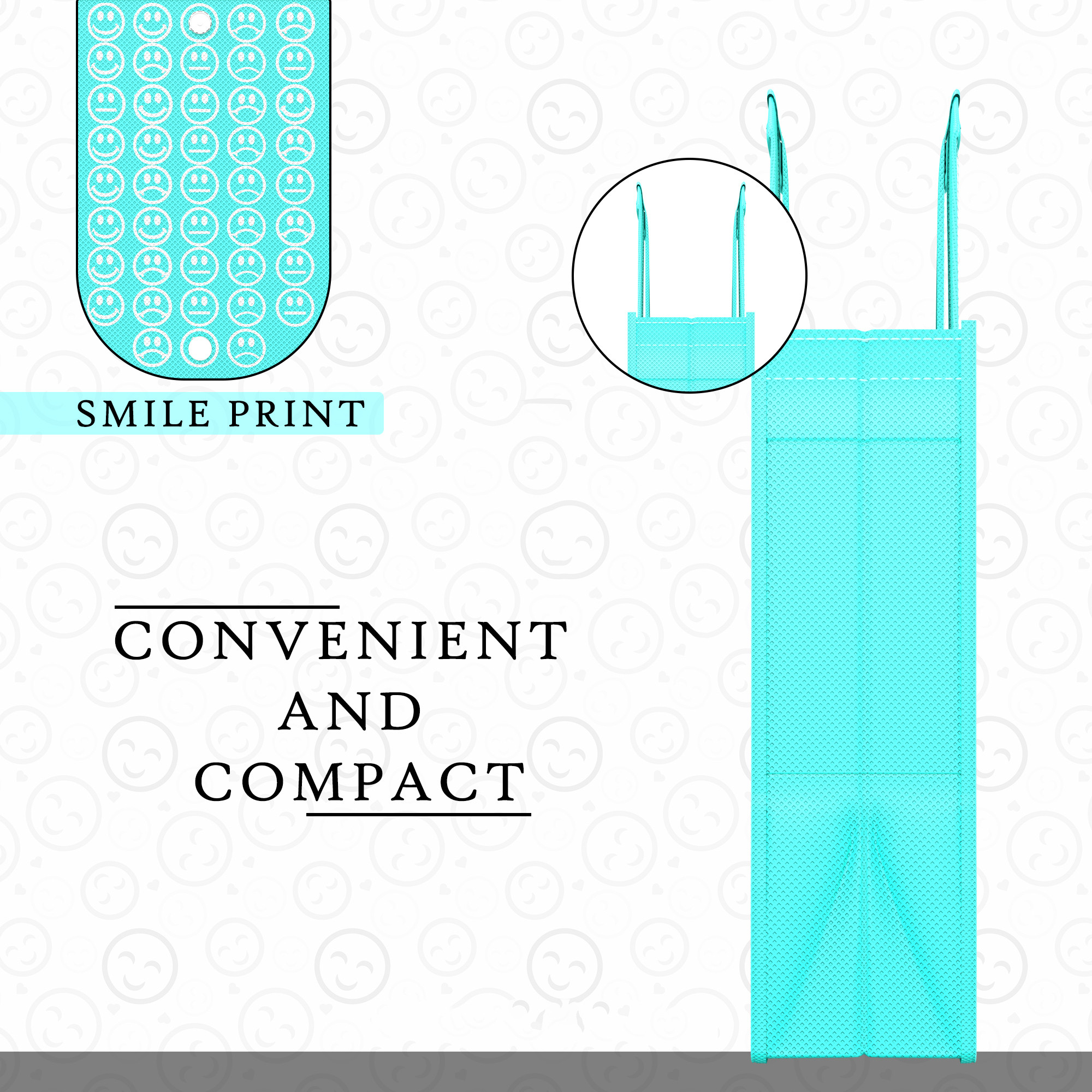 Kuber Industries  Foldable Shopping Bags For Women  GroceryVegetable Bags For Market  JholaThela  Daily Use Bags  Smile- Blue