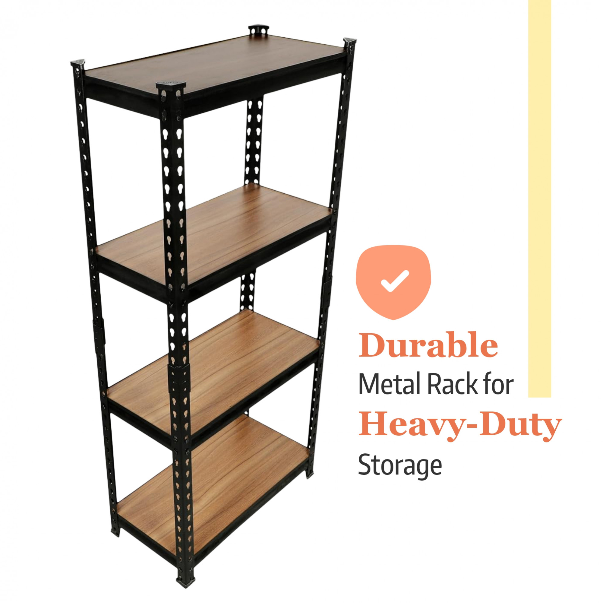 Kuber Industries  Heavy Duty Multipurpose Store Room Organizer Rack  Foldable Kitchen Racks and Shelves for Storage at Home Office  Garage  Brown  Black