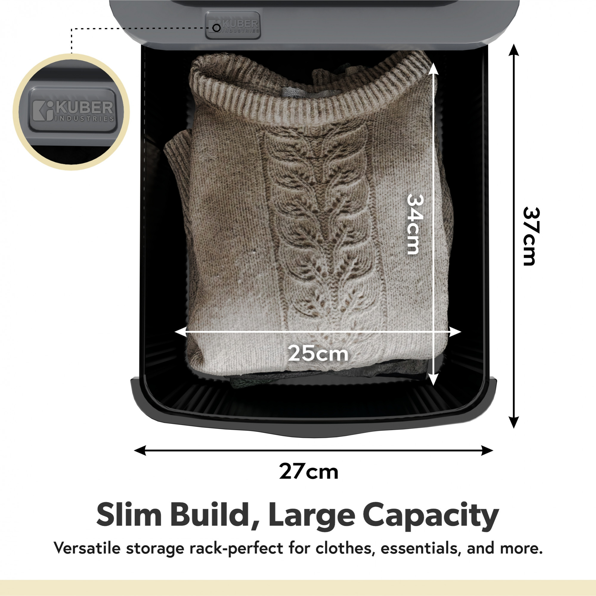 Kuber Industries  Heavy Duty Plastic Storage Drawer with Wheels  Modular Cabinet for Bedroom Office Home  Chest of Drawers Organiser for Cosmetics Kitchen items Toys  Grey  Black