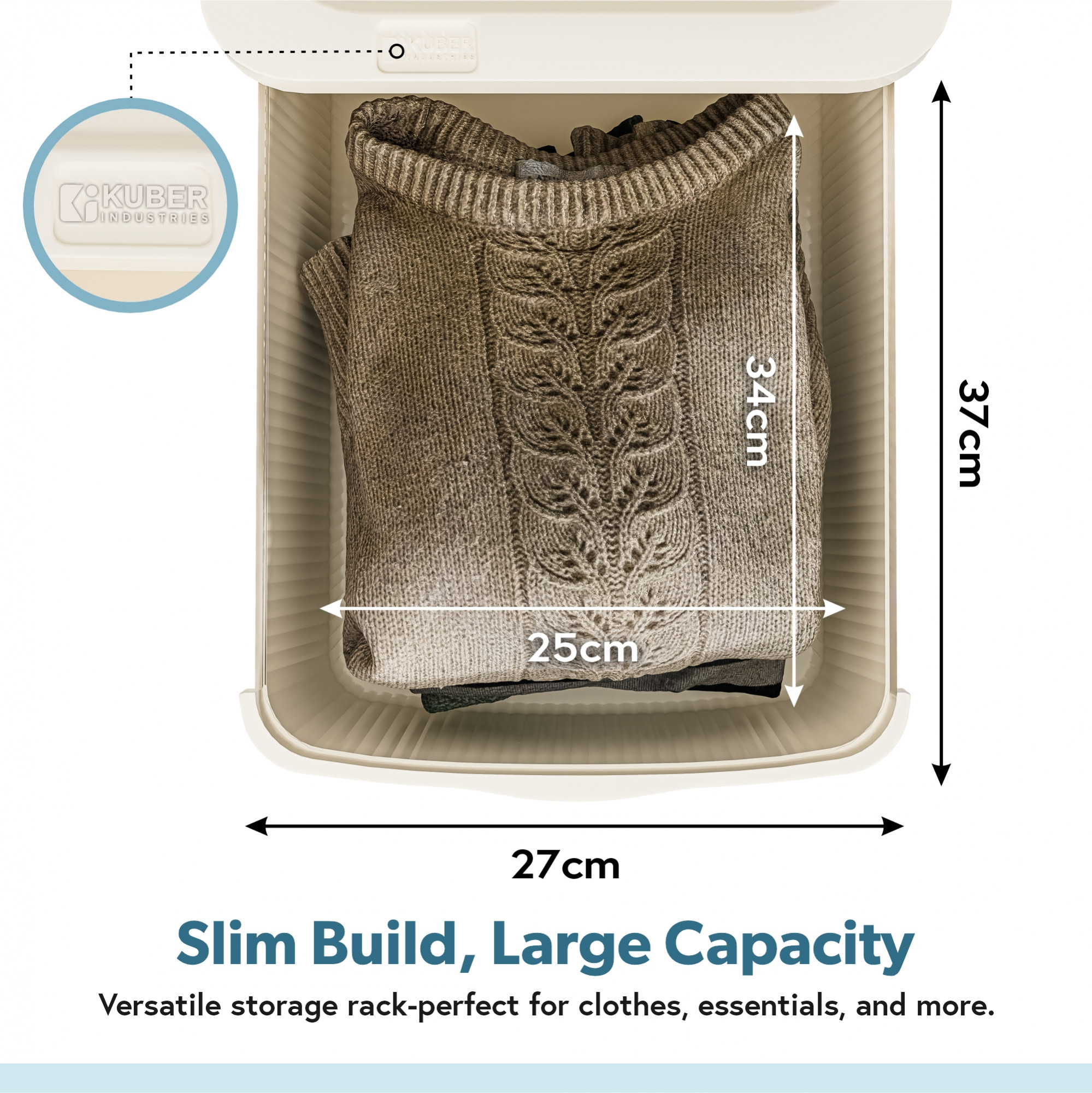 Kuber Industries  Heavy Duty Plastic Storage Drawer with Wheels  Modular Cabinet for Bedroom Office Home  Chest of Drawers Organiser for Cosmetics Kitchen items Toys Storage  Ivory