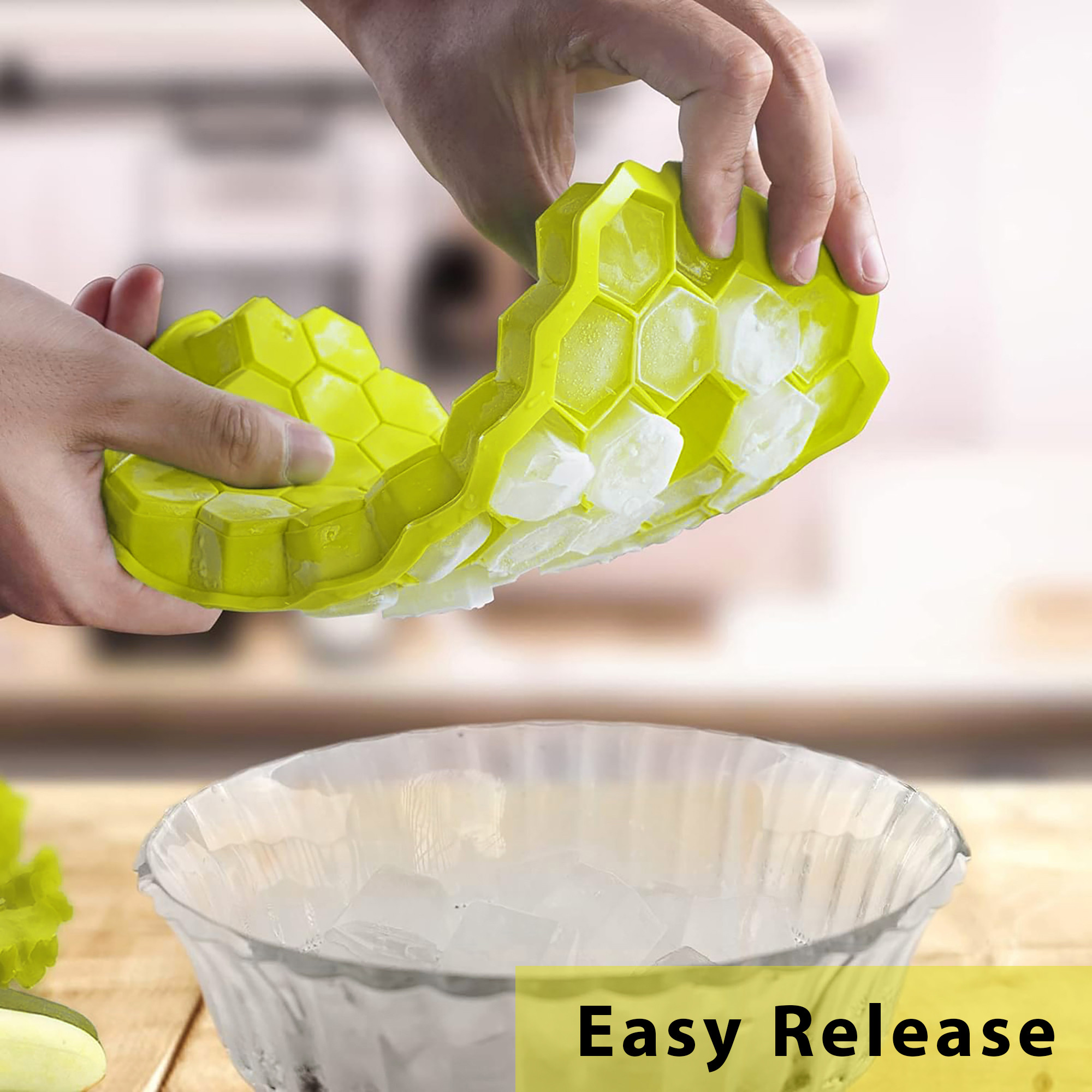 Kuber Industries  Ice Cube Tray  Silicone Molds for Kitchen  Chocolate Mould  Ice Trays For Freezer  Honeycomb Ice Cream Mould  Green