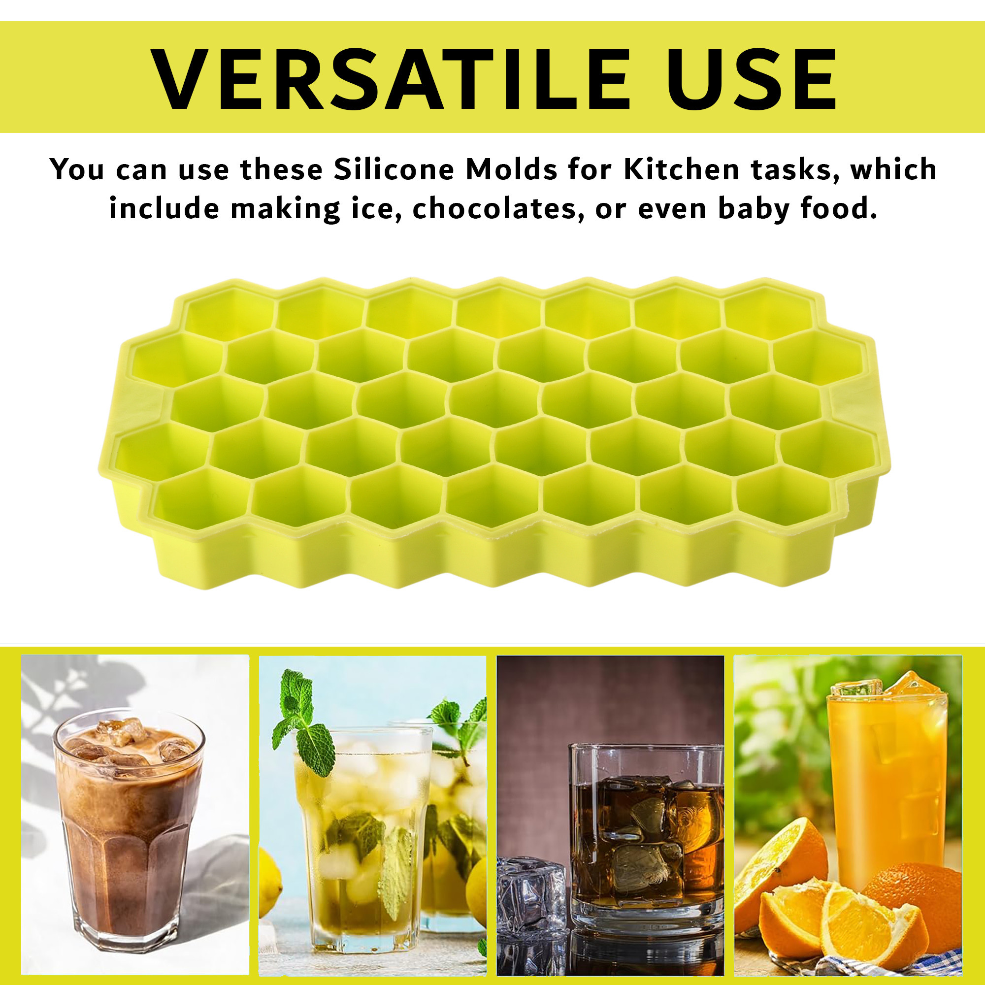 Kuber Industries  Ice Cube Tray  Silicone Molds for Kitchen  Chocolate Mould  Ice Trays For Freezer  Honeycomb Ice Cream Mould  Green