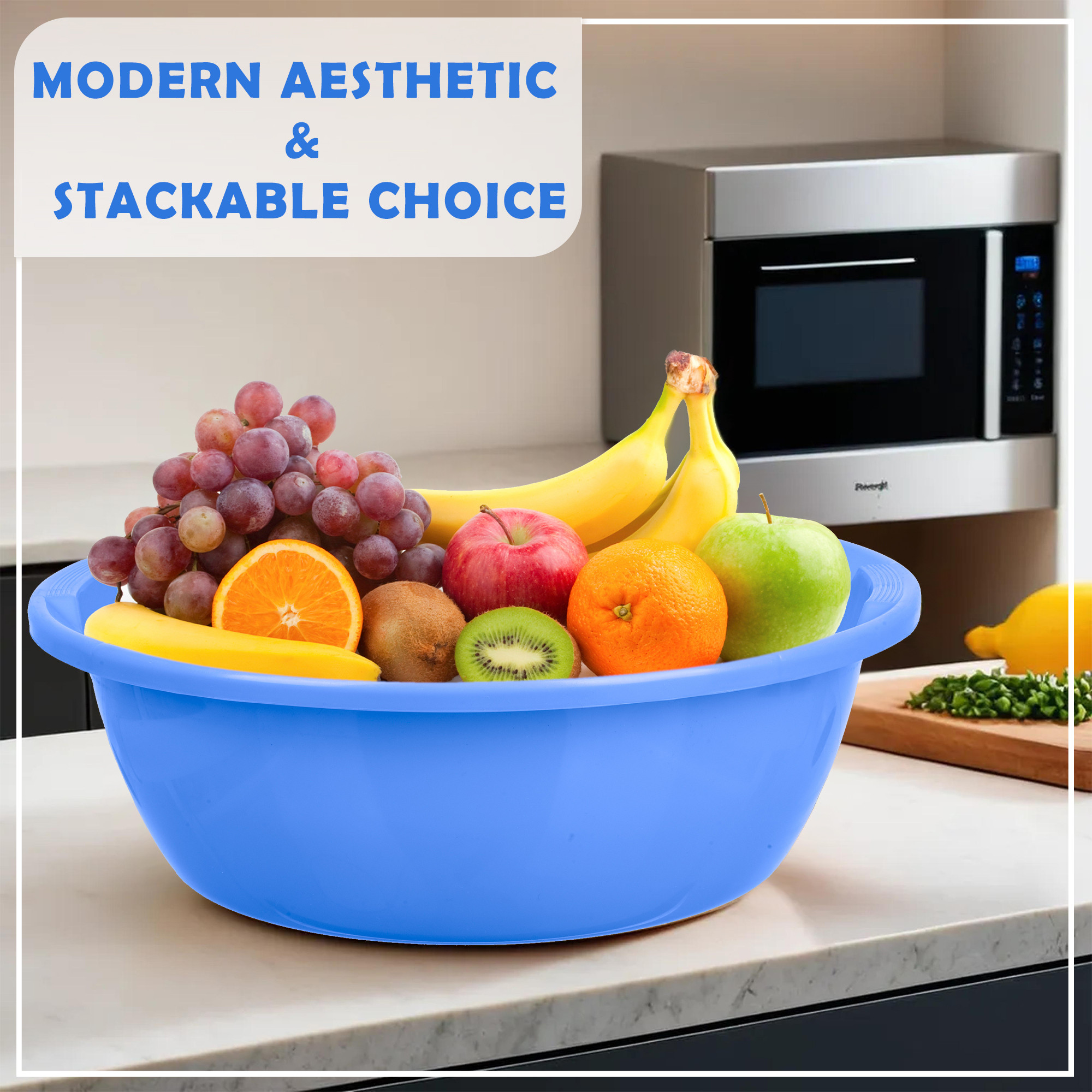 Kuber Industries  Kitchen Basket  Stationery Organizer Tub  Multipurpose Storage Organizer  Office Supplies Organizer for Pen-Pencil-Staplers-Clips  Desktop Organizer  12 LTR  Blue