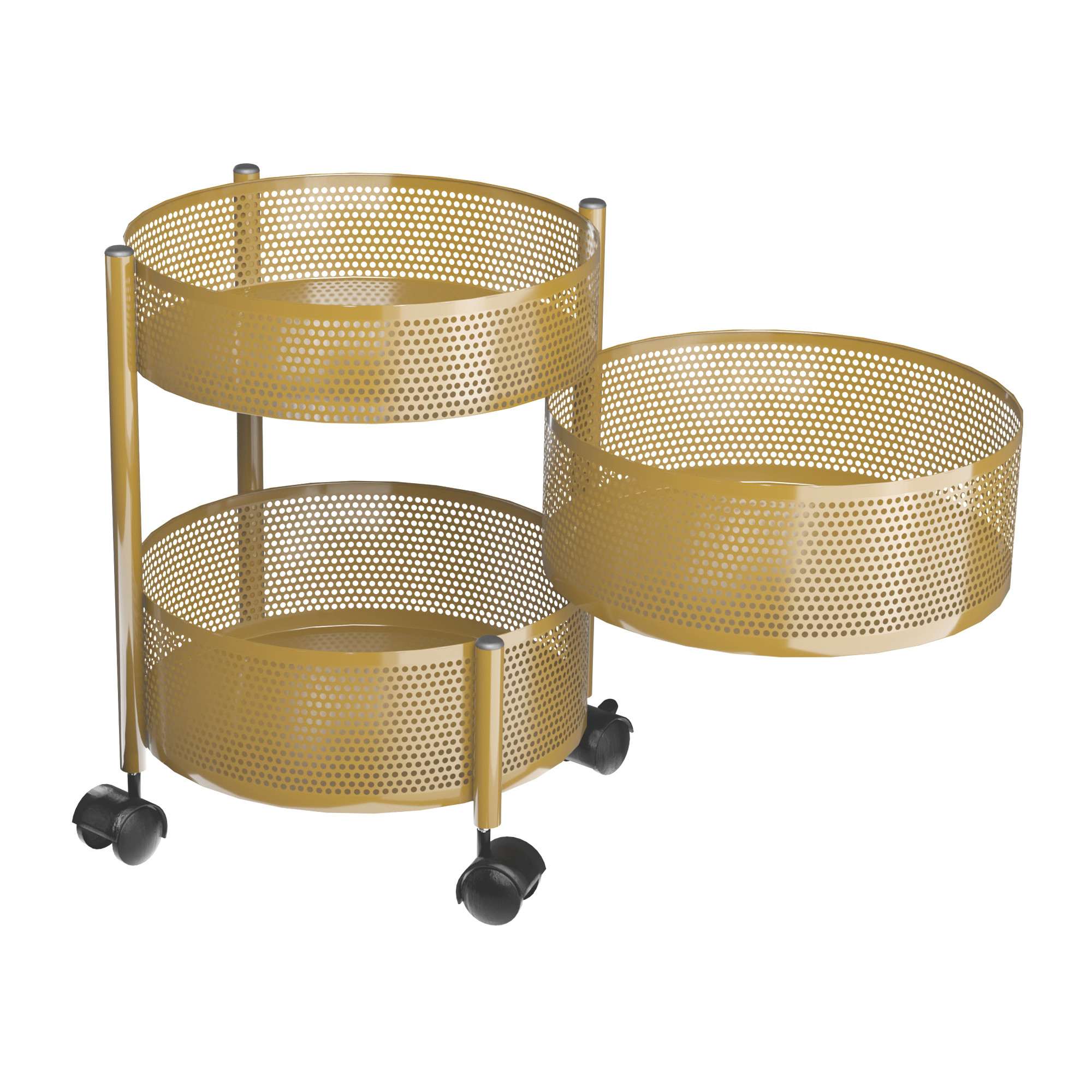 Kuber Industries  Kitchen Storage Rack  Metal Kitchen Trolley with Wheels  Vegetable Rack for Kitchen  Revolving Vegetable  Fruit Stand for Kitchen  Round Shape - Golden