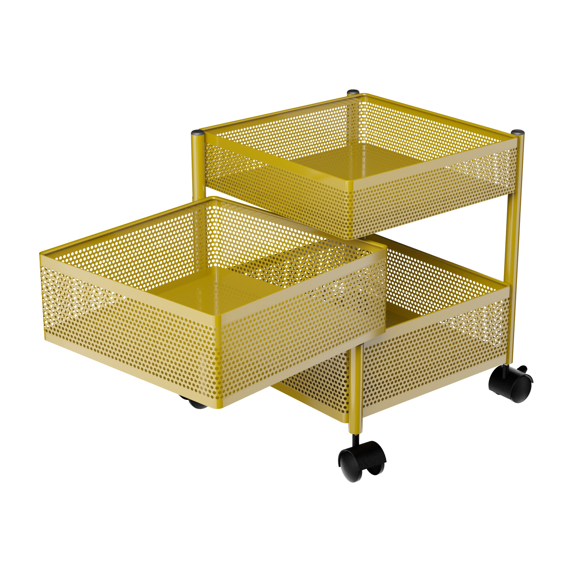Kuber Industries  Kitchen Storage Rack  Metal Kitchen Trolley with Wheels  Vegetable Rack for Kitchen  Revolving Vegetable  Fruit Stand for Kitchen  Square Shape - Golden