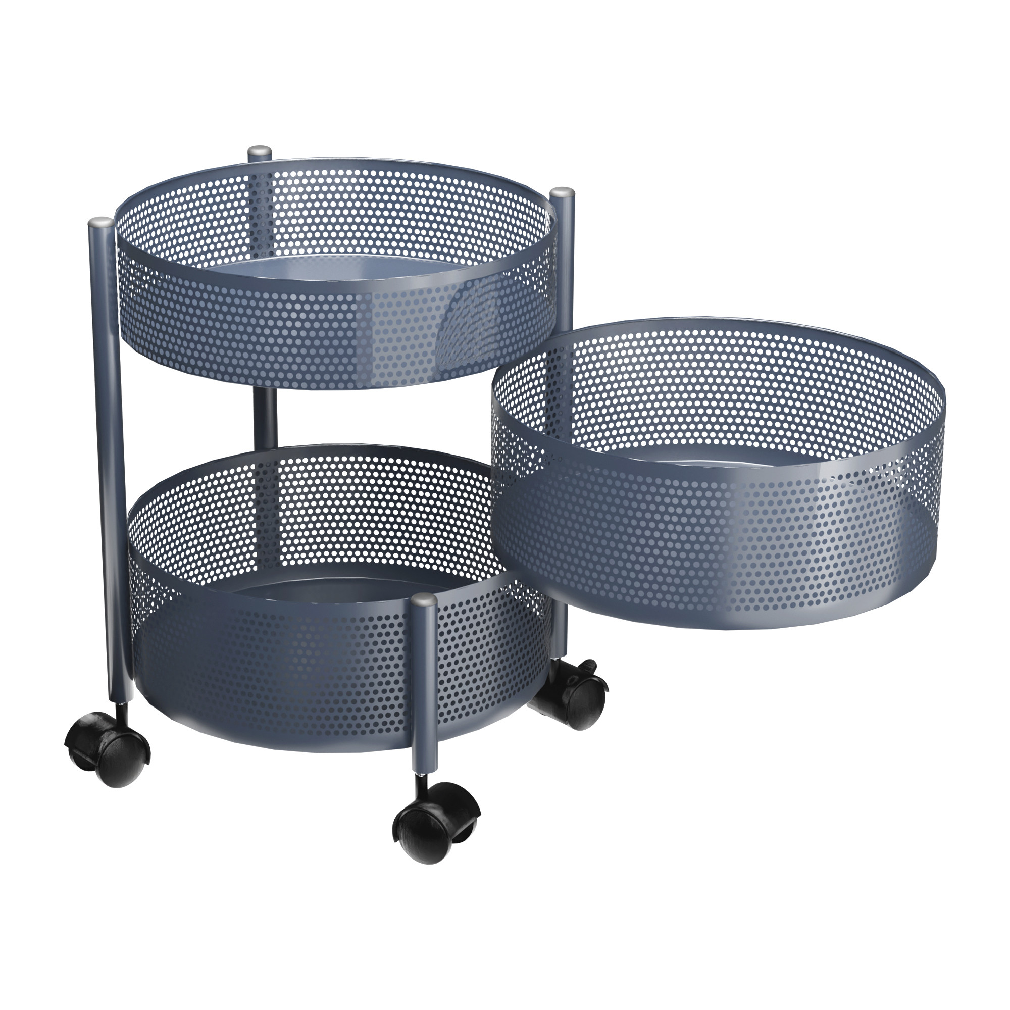 Kuber Industries  Kitchen Storage Rack  Metal Kitchen Trolley with Wheels  Vegetable Rack for Kitchen  Revolving Vegetable  Fruit Stand for Kitchen  Round Shape - Dark Grey