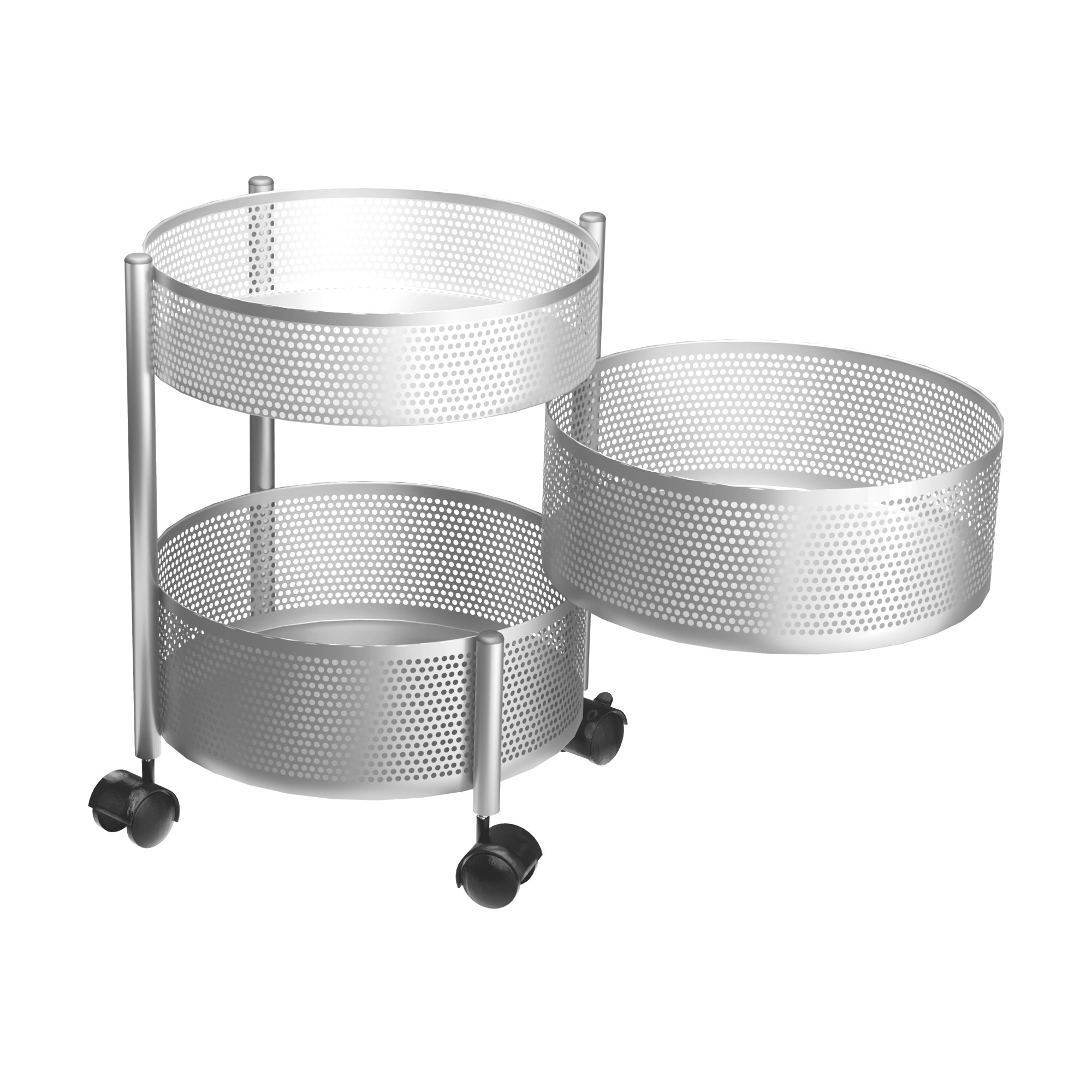 Kuber Industries  Kitchen Storage Rack  Metal Kitchen Trolley with Wheels  Vegetable Rack for Kitchen  Revolving Vegetable  Fruit Stand for Kitchen  Round Shape - Silver