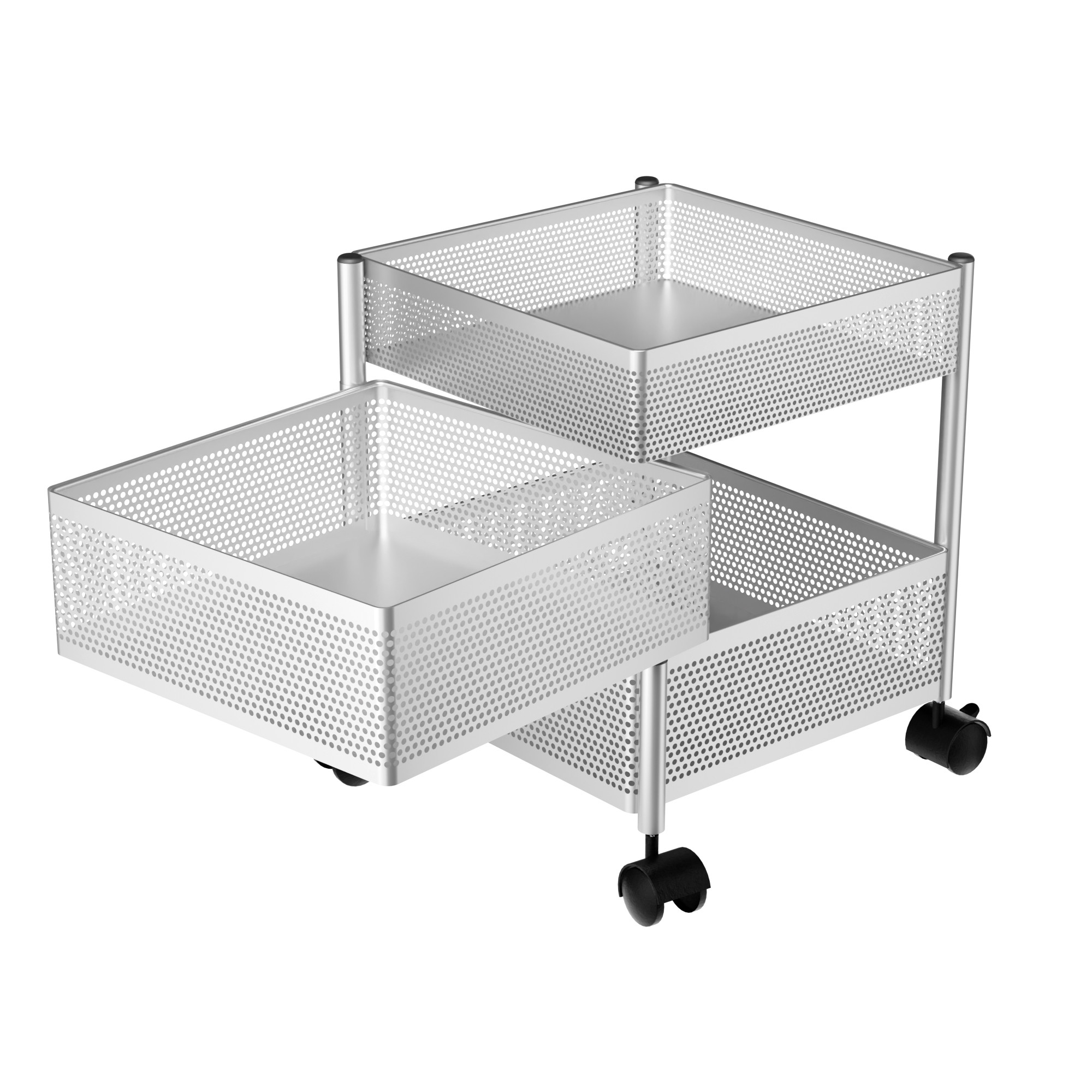 Kuber Industries  Kitchen Storage Rack  Metal Kitchen Trolley with Wheels  Vegetable Rack for Kitchen  Revolving Vegetable  Fruit Stand for Kitchen  Square Shape - Silver