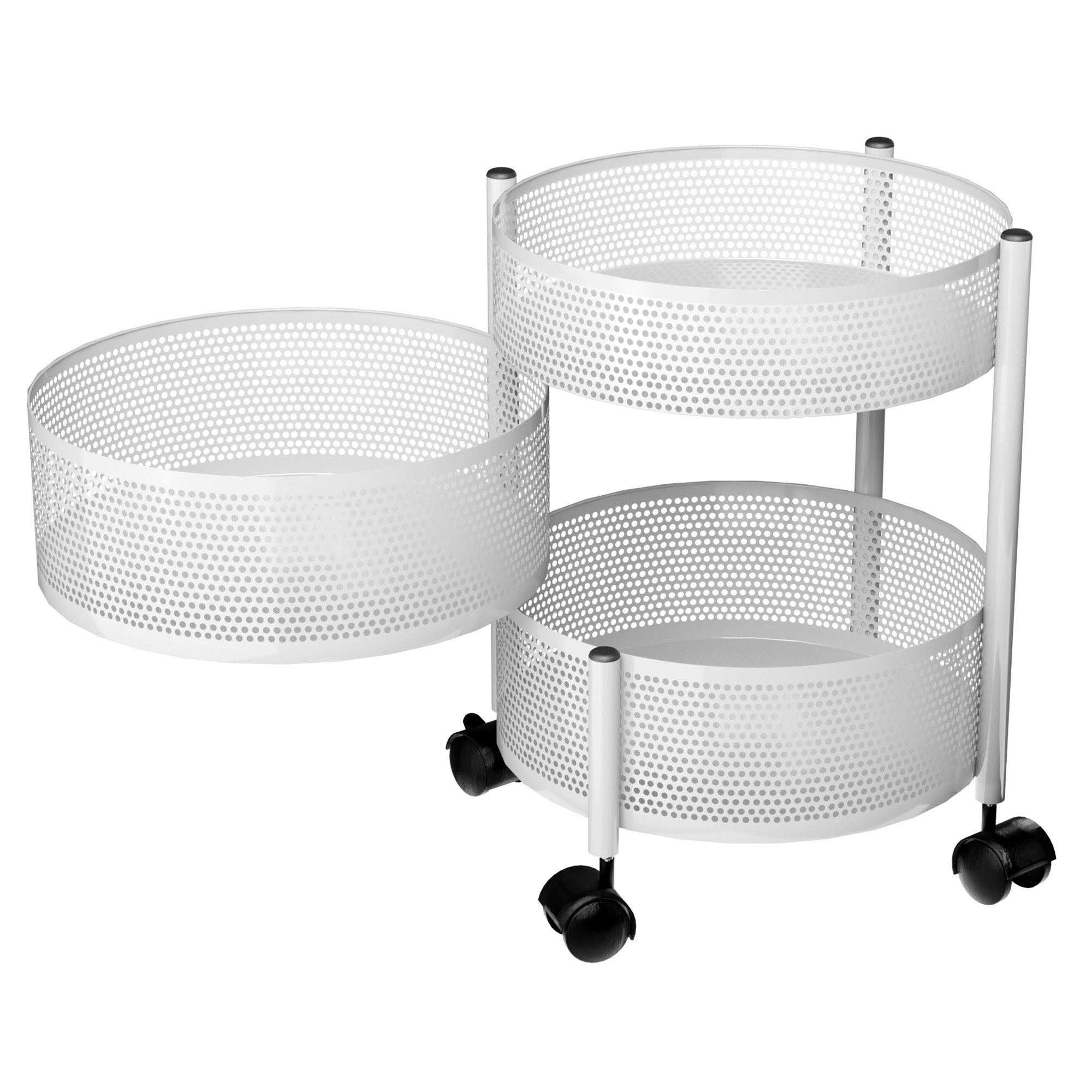 Kuber Industries  Kitchen Storage Rack  Metal Kitchen Trolley with Wheels  Vegetable Rack for Kitchen  Revolving Vegetable  Fruit Stand for Kitchen  Round Shape - White