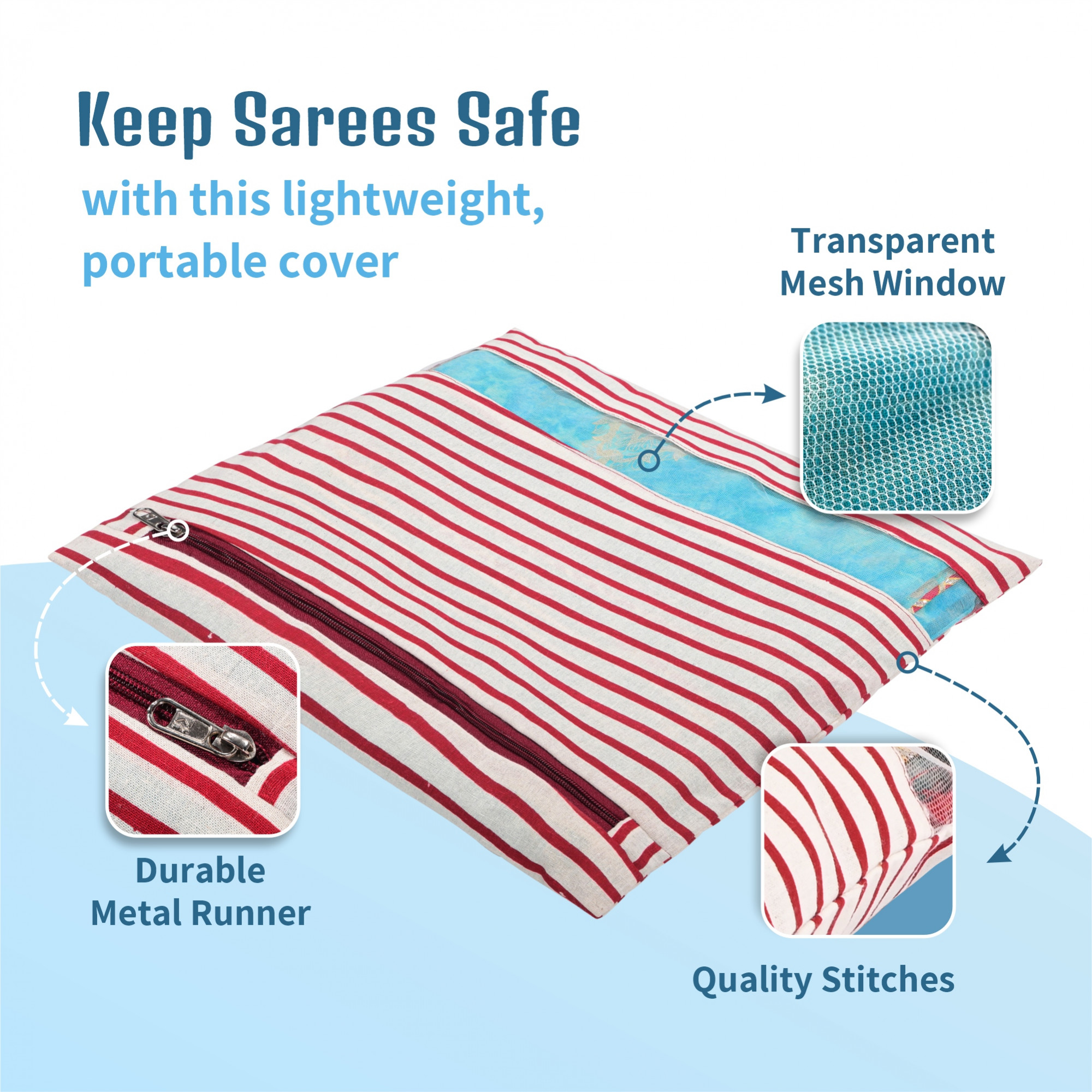 Kuber Industries  Mesh Window Cotton  Saree Covers for StorageGifting  Saree Organiser for WardrobeStorage  Saree Bags with Zip  Saree Organiser for Wardrobe  Lining - Maroon