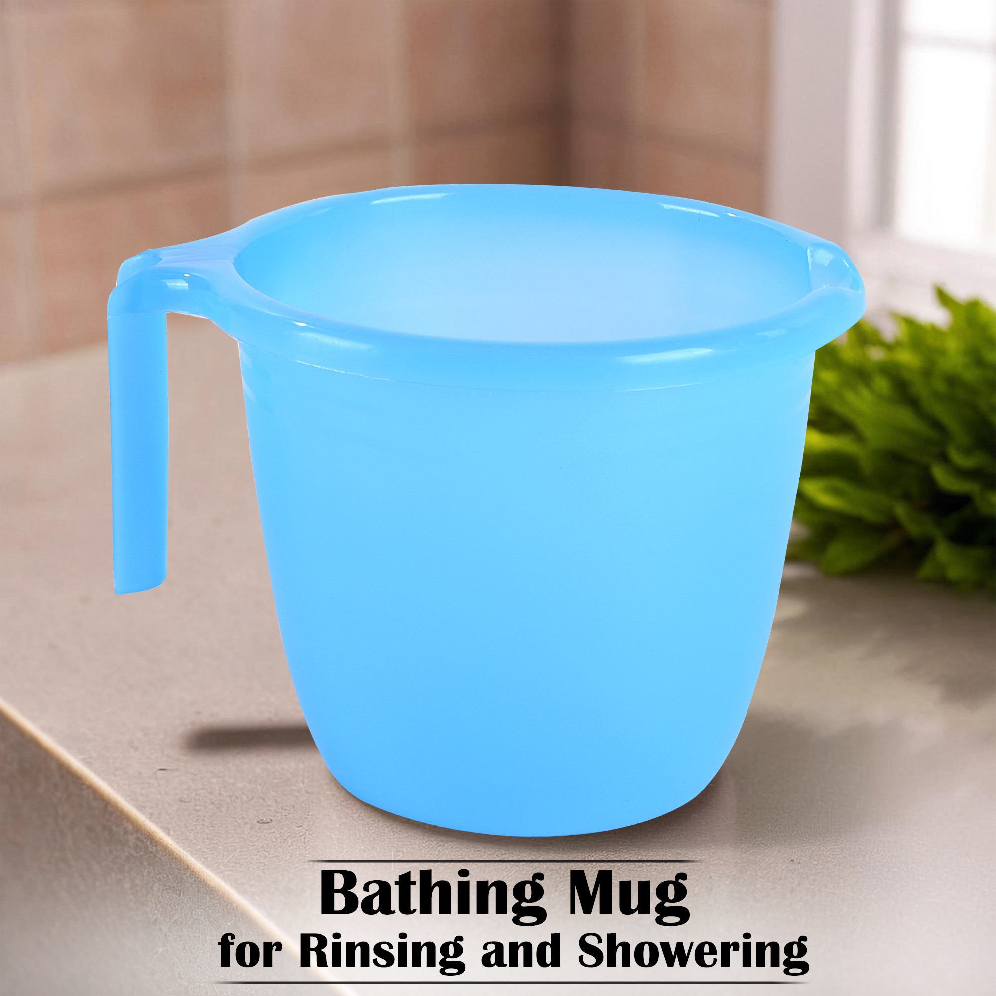 Kuber Industries  Multi-Functional 1 Ltr Plastic Mug for Bathroom  Durable for Daily Use in Bathrooms  Sturdy and Lightweight Bathing Mug for Rinsing and Showering  Sky Blue