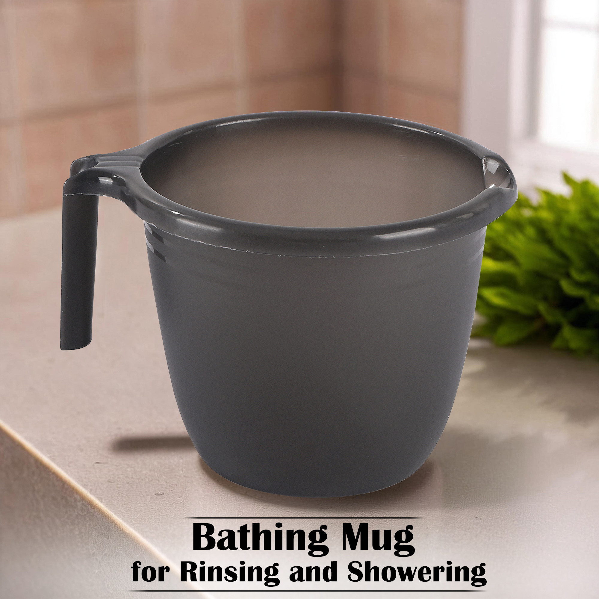 Kuber Industries  Multi-Functional 1 Ltr Plastic Mug for Bathroom  Durable for Daily Use in Bathrooms  Sturdy and Lightweight Bathing Mug for Rinsing and Showering  Black