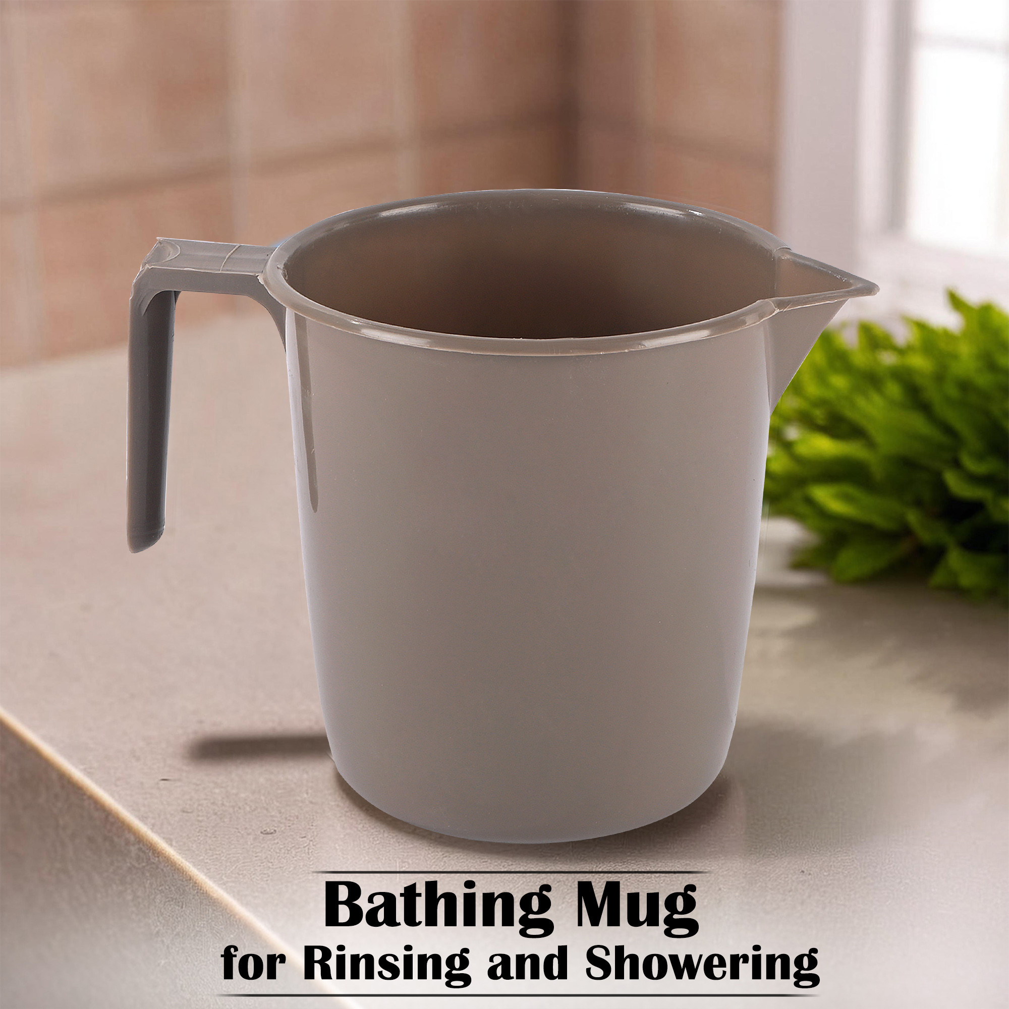 Kuber Industries  Multi-Functional 1 Ltr Plastic Mug for Bathroom  Durable for Daily Use in Bathrooms  Sturdy and Lightweight Bathing Mug for Rinsing and Showering  Brown