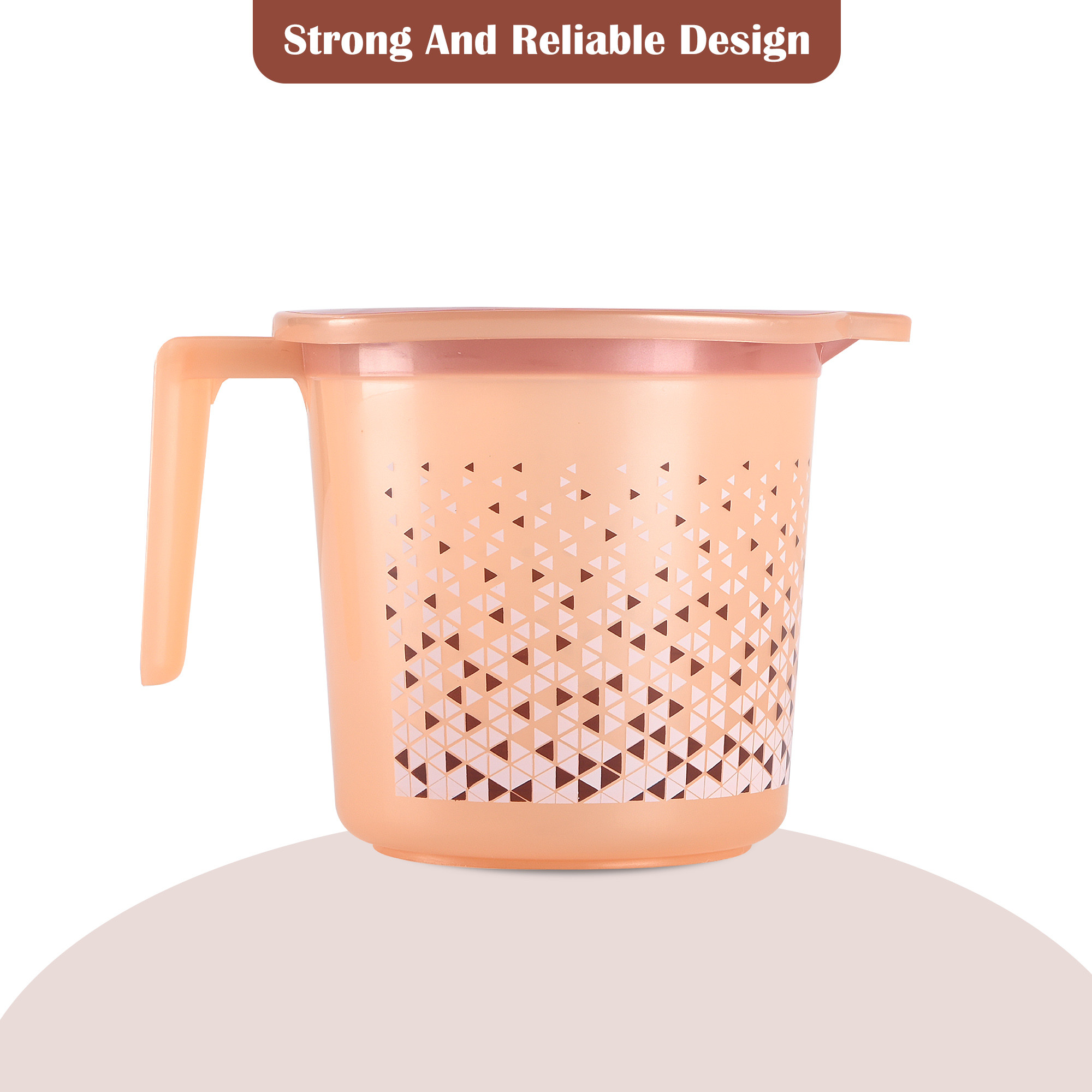 Kuber Industries  Multi-Functional 15 Liter Plastic Mug for Bathroom  Durable for Daily Use in Bathrooms  Lightweight Bathing Mug for Rinsing and Showering  Tinted Print - Beige