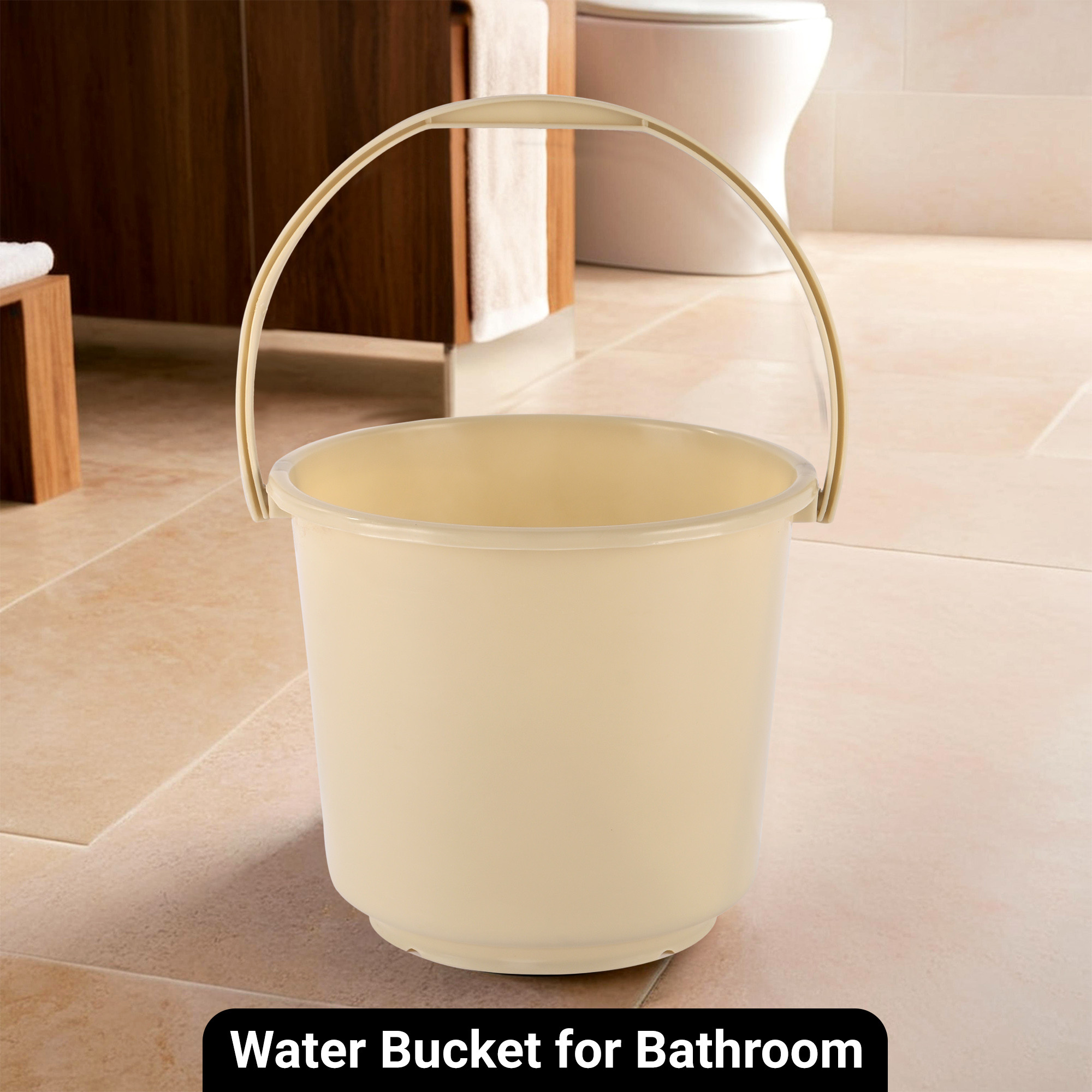 Kuber Industries  Multi-Purpose 5 Litre  Bucket for Mopping  Washing Balti for Bathroom  Toilet  Water Storage Container - Essential for Household Chores  Plain Beige