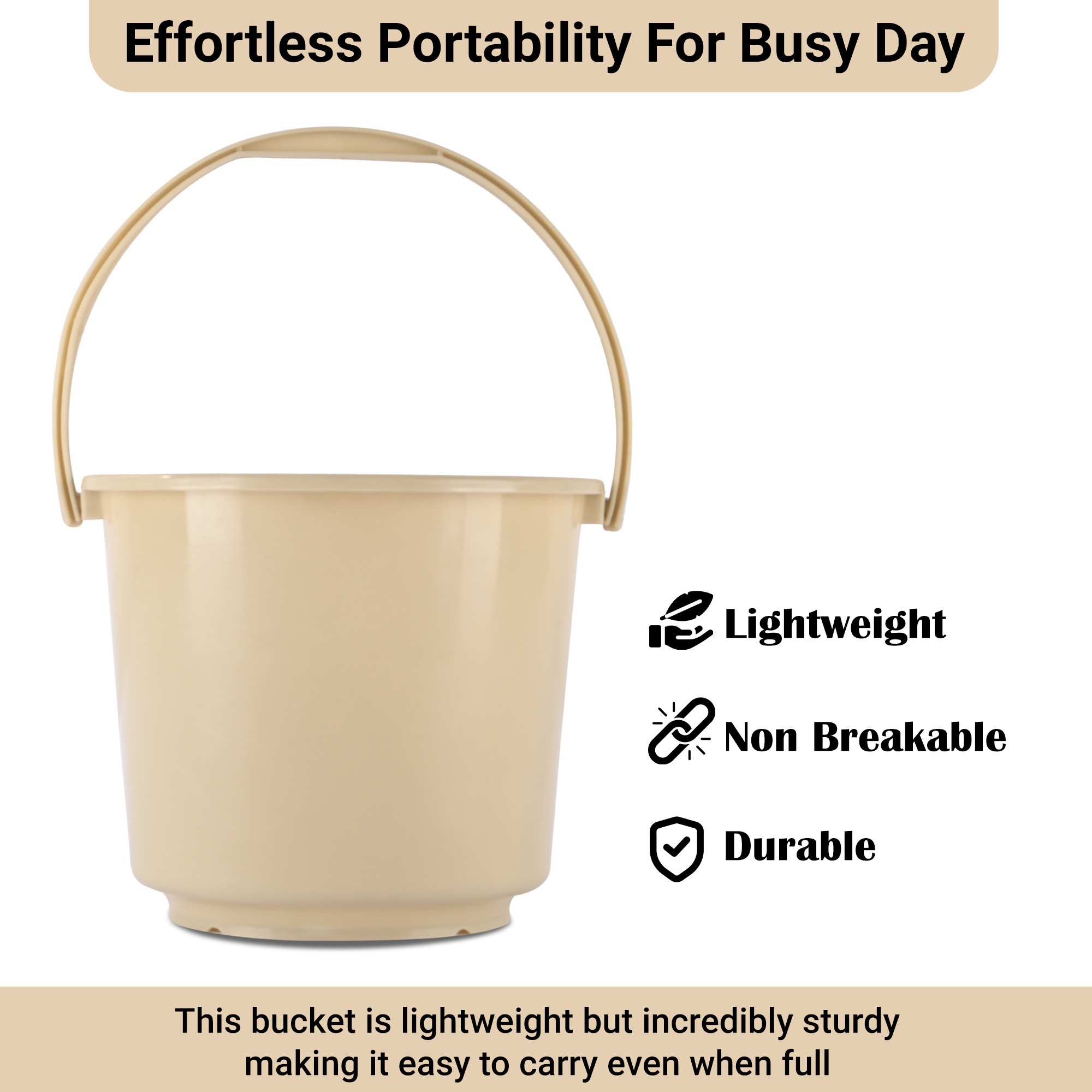 Kuber Industries  Multi-Purpose 5 Litre  Bucket for Mopping  Washing Balti for Bathroom  Toilet  Water Storage Container - Essential for Household Chores  Plain Beige