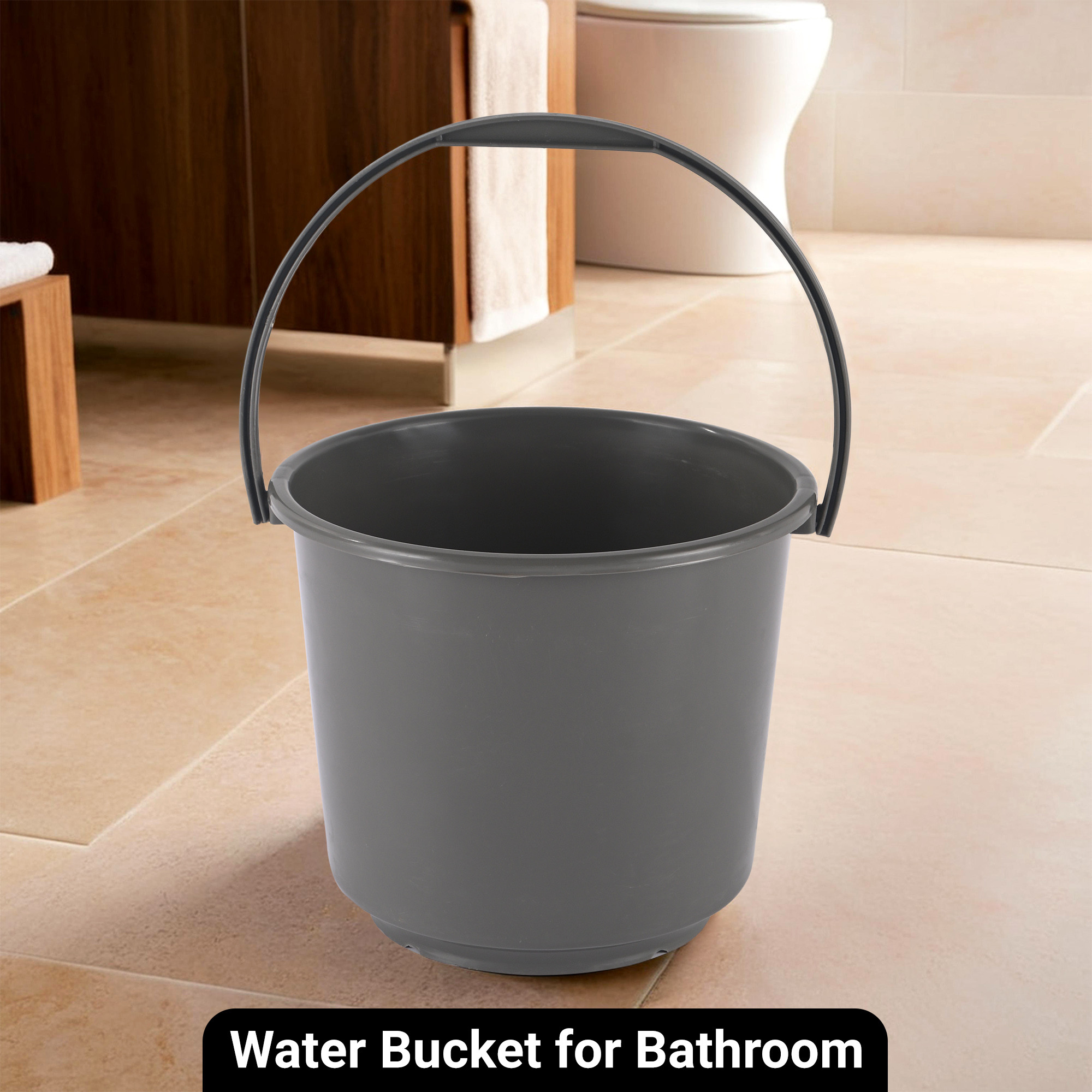 Kuber Industries  Multi-Purpose 5 Litre  Bucket for Mopping  Washing Balti for Bathroom  Toilet  Water Storage Container - Essential for Household Chores  Plain Grey