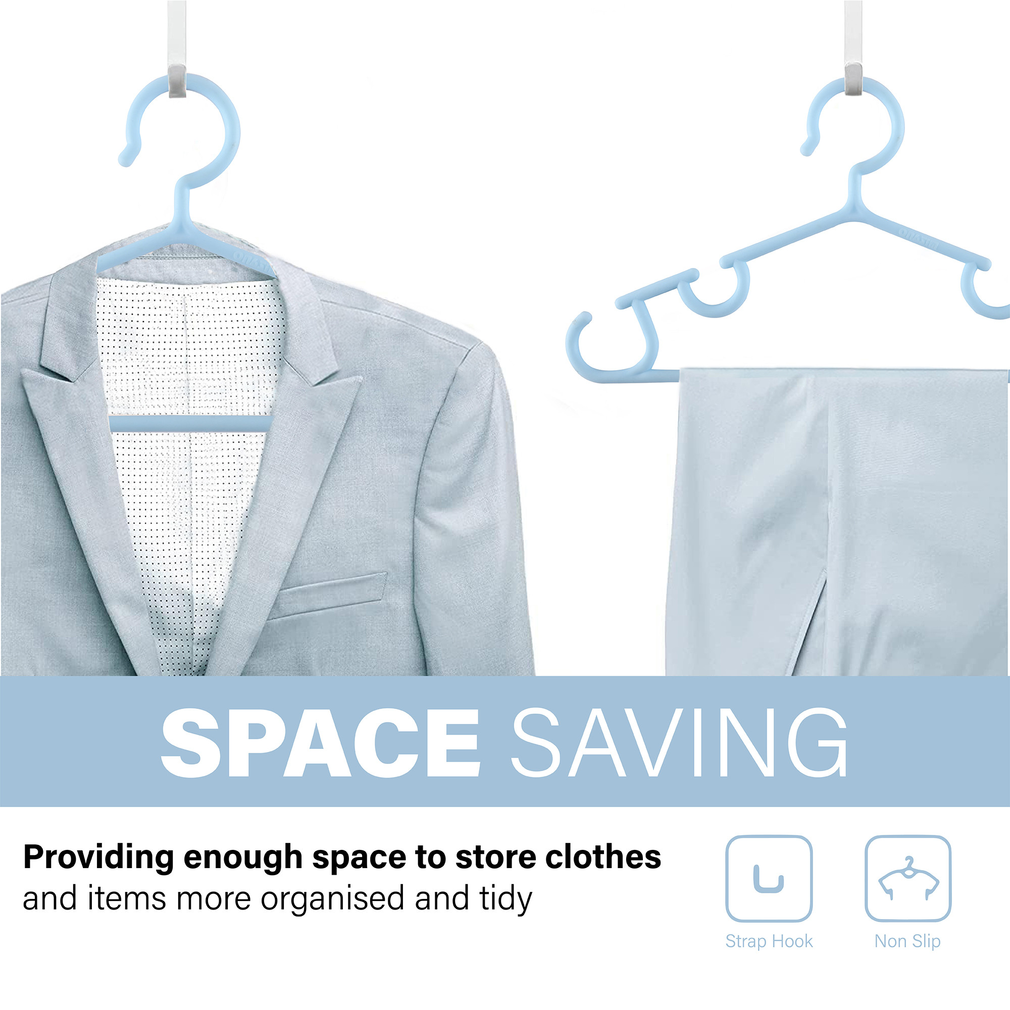 Kuber Industries  Multipurpose Baby Wardrobe Hangers for Clothes  Durable  Space-Saving Hanger Organisers - Ideal for Newborn  Toddler Garments  Blue