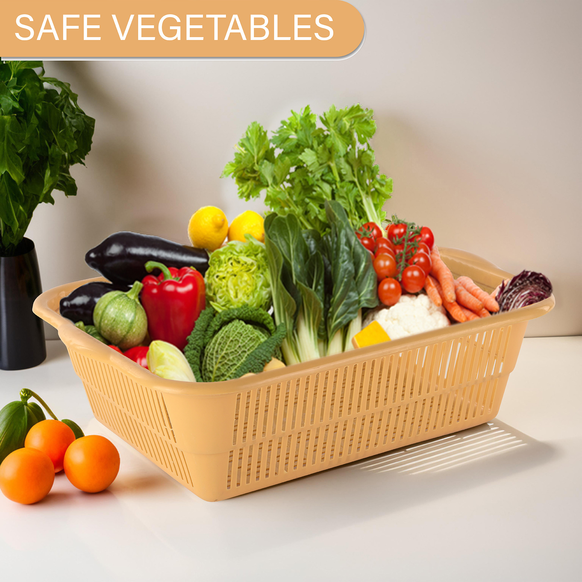 Kuber Industries  Multipurpose Plastic Storage Baskets for Organizing Home  Office  Clothes Makeup  Stationery Storage BoxTray- Ideal for Kitchen Bathroom and Room  Plain Yellow