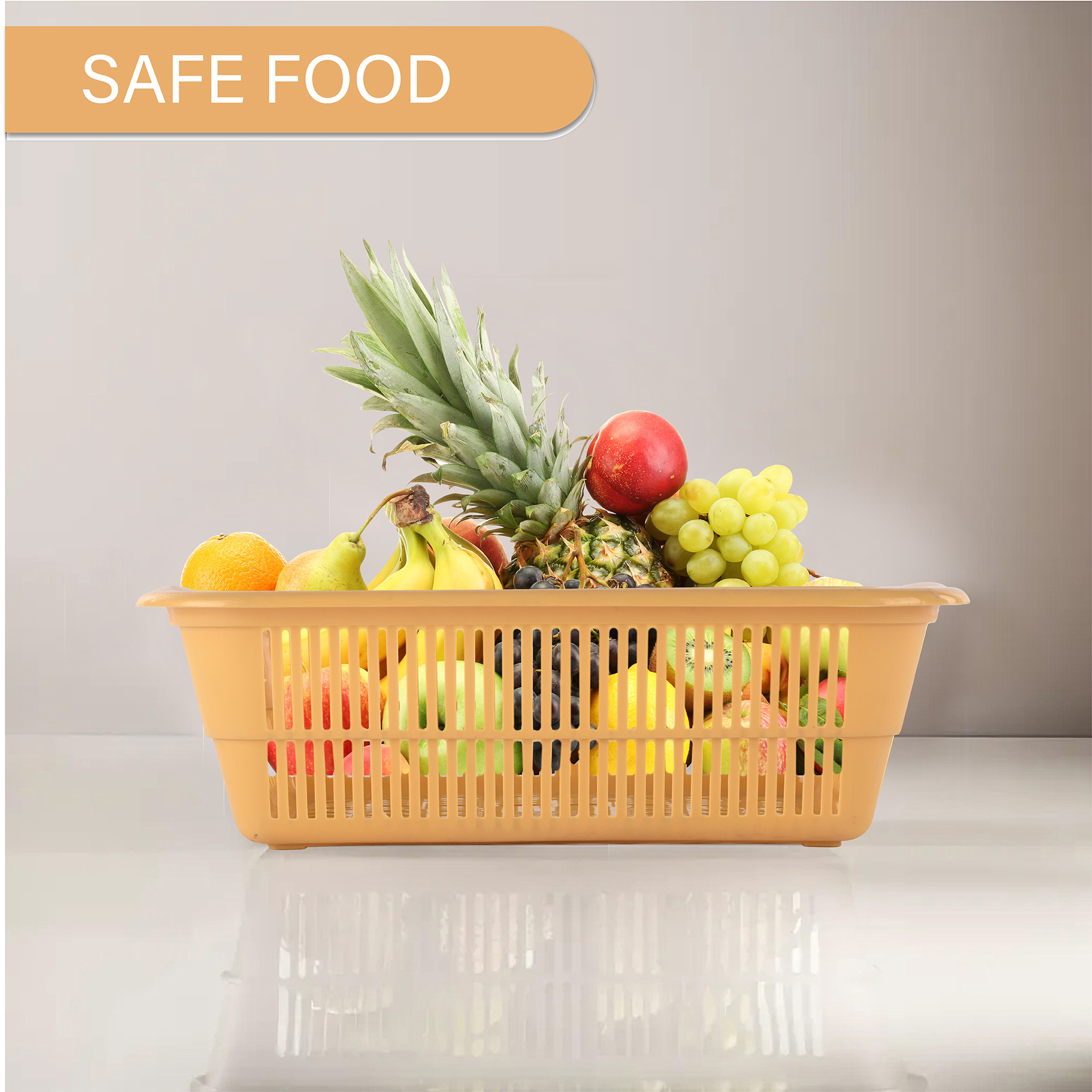 Kuber Industries  Multipurpose Plastic Storage Baskets for Organizing Home  Office  Clothes Makeup  Stationery Storage BoxTray- Ideal for Kitchen Bathroom and Room  Plain Yellow