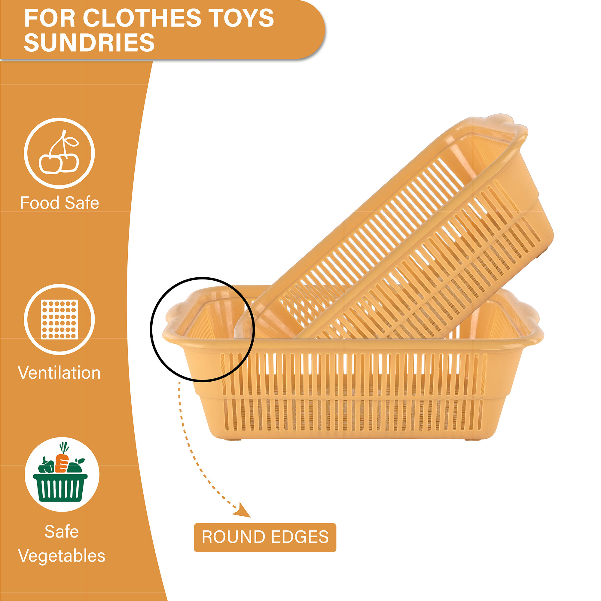 Kuber Industries  Multipurpose Plastic Storage Baskets for Organizing Home  Office  Clothes Makeup  Stationery Storage BoxTray- Ideal for Kitchen Bathroom and Room  Plain Yellow