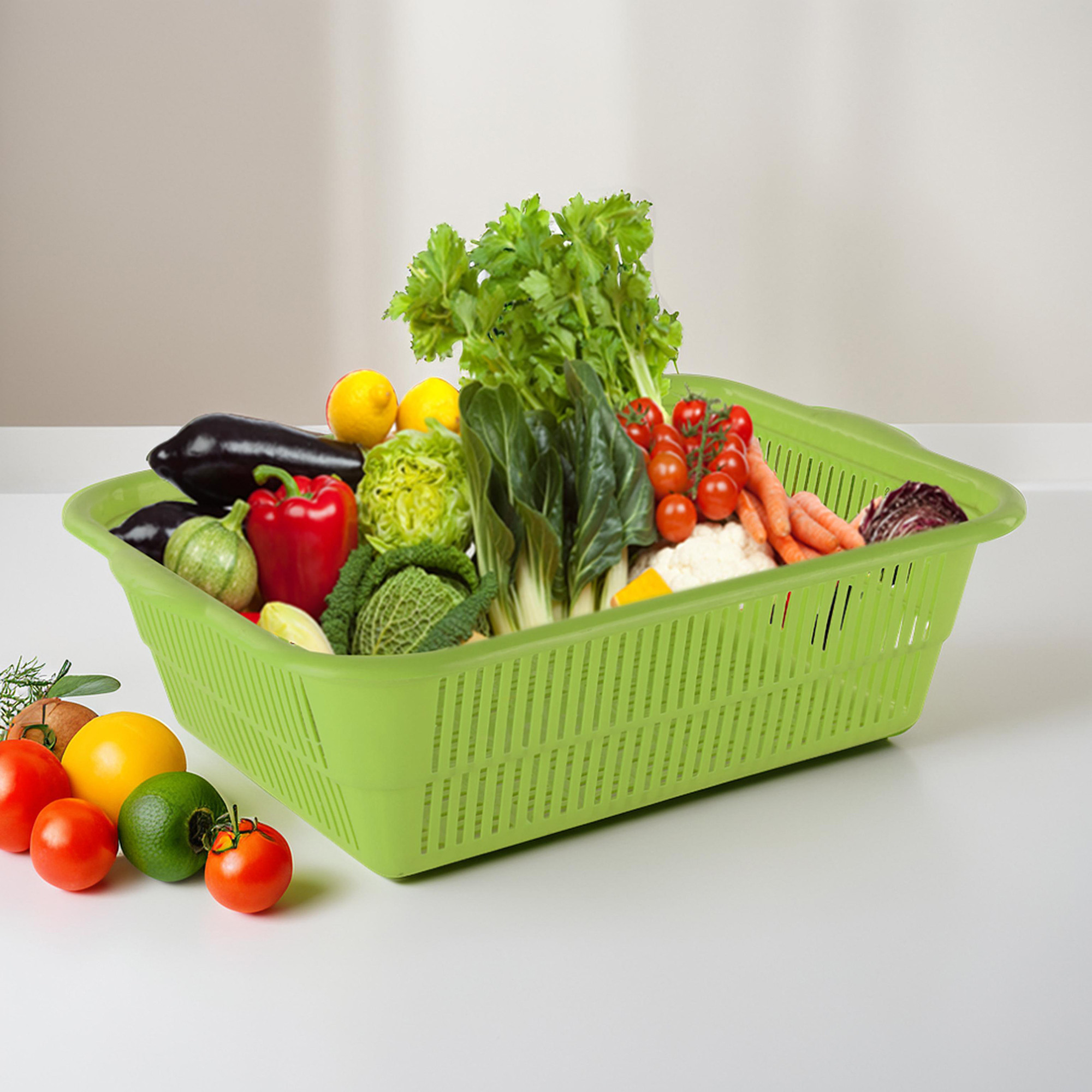 Kuber Industries  Multipurpose Plastic Storage Baskets for Organizing Home  Office  Clothes Makeup  Stationery Storage BoxTray- Ideal for Kitchen Bathroom and Room  Plain Green