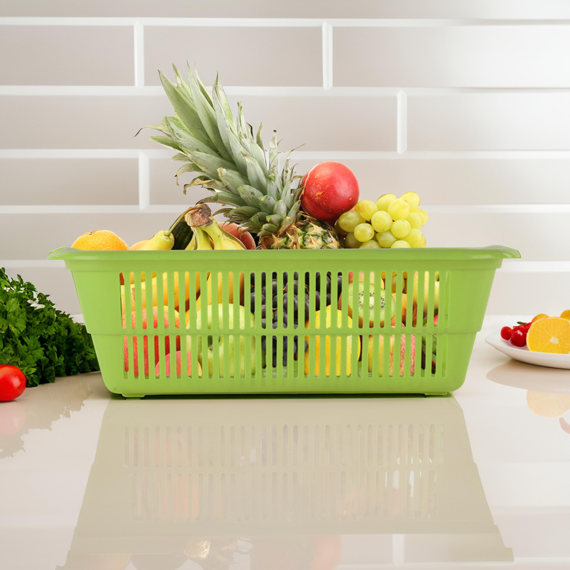 Kuber Industries  Multipurpose Plastic Storage Baskets for Organizing Home  Office  Clothes Makeup  Stationery Storage BoxTray- Ideal for Kitchen Bathroom and Room  Plain Green