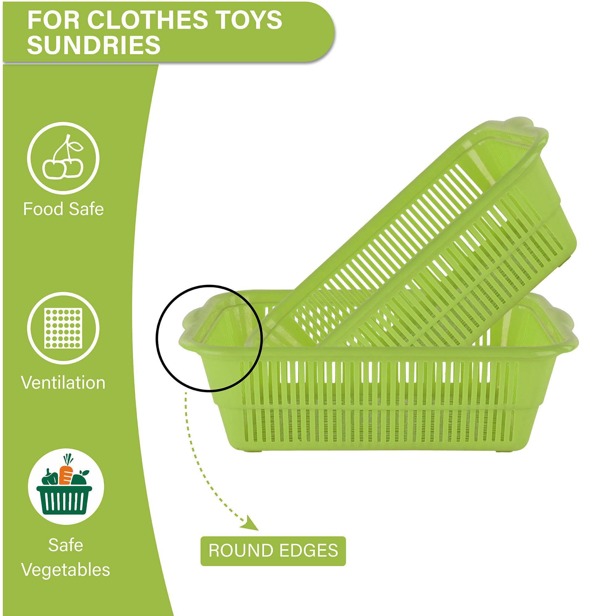 Kuber Industries  Multipurpose Plastic Storage Baskets for Organizing Home  Office  Clothes Makeup  Stationery Storage BoxTray- Ideal for Kitchen Bathroom and Room  Plain Green