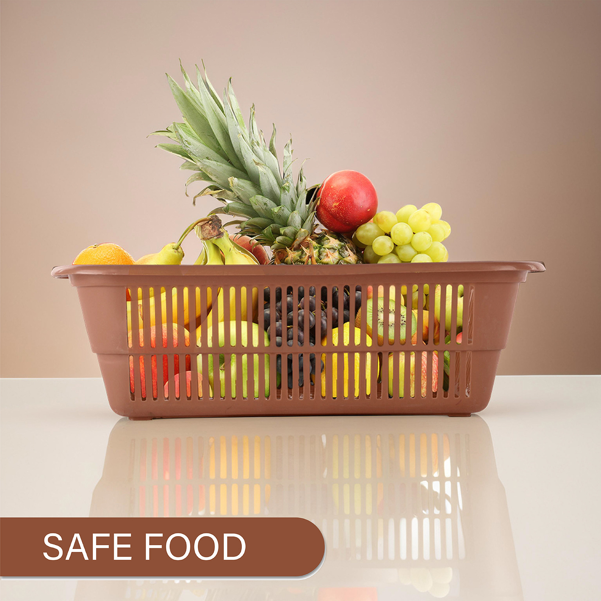 Kuber Industries  Multipurpose Plastic Storage Baskets for Organizing Home  Office  Clothes Makeup  Stationery Storage BoxTray- Ideal for Kitchen Bathroom and Room  Plain Brown