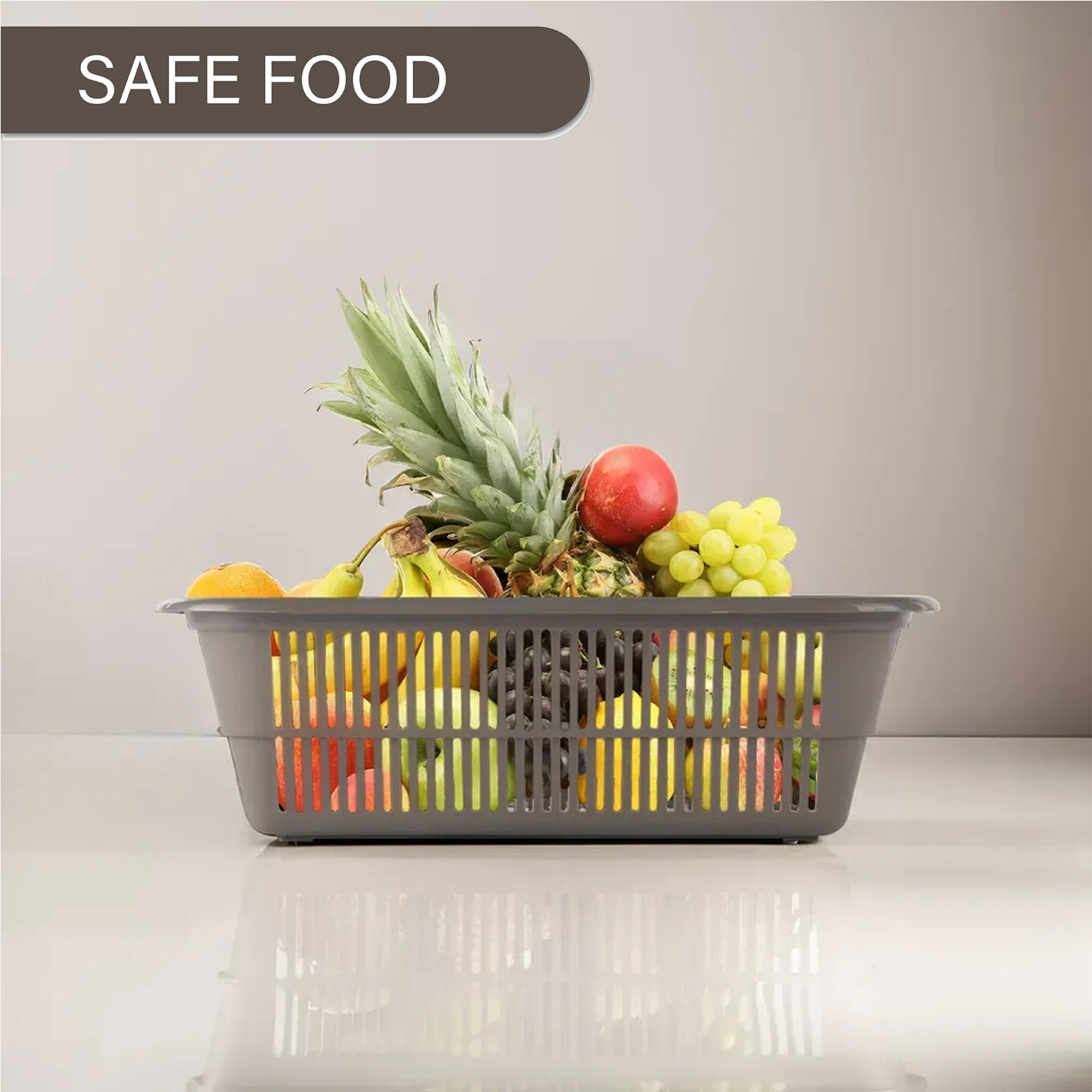 Kuber Industries  Multipurpose Plastic Storage Baskets for Organizing Home  Office  Clothes Makeup  Stationery Storage BoxTray- Ideal for Kitchen Bathroom and Room  Plain Beige