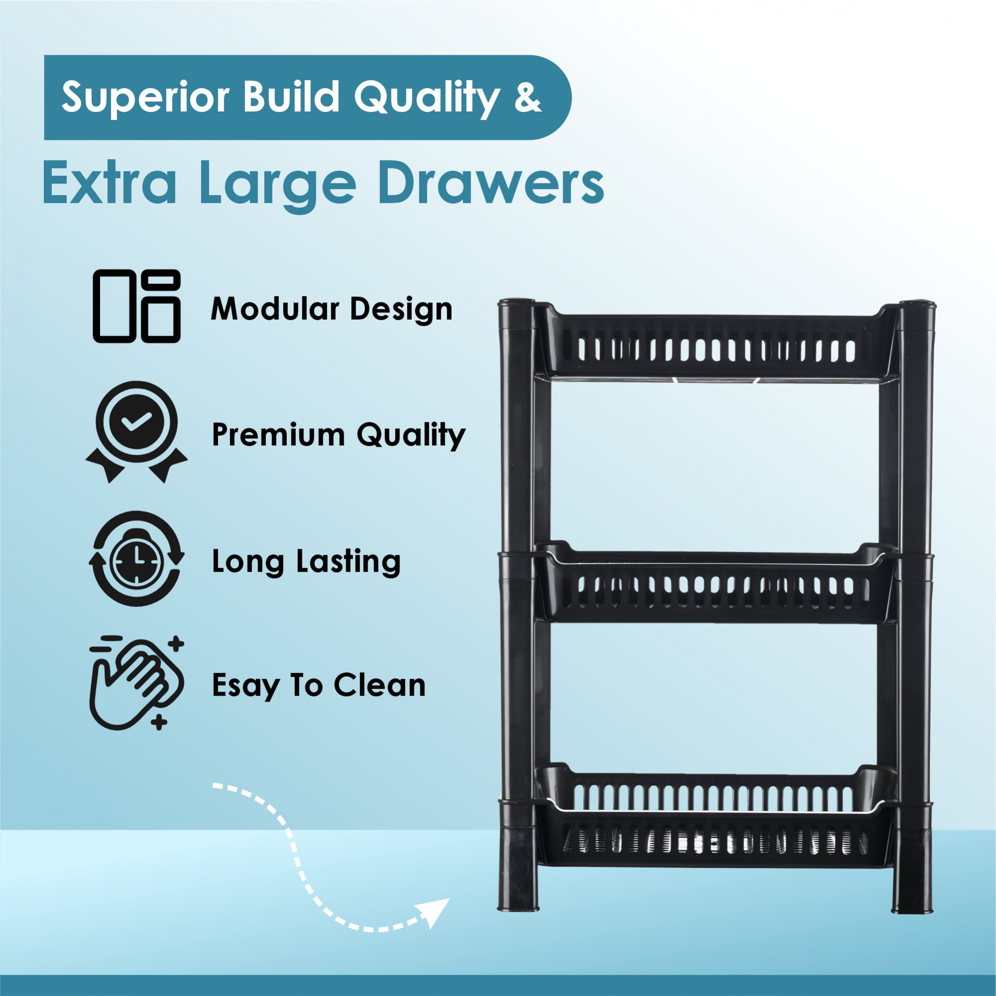 Kuber Industries  Multipurpose Racks For Storage  Kids Toy OrganizerUnder Wash Basin  Office Storage cabinet  Shelves  Black