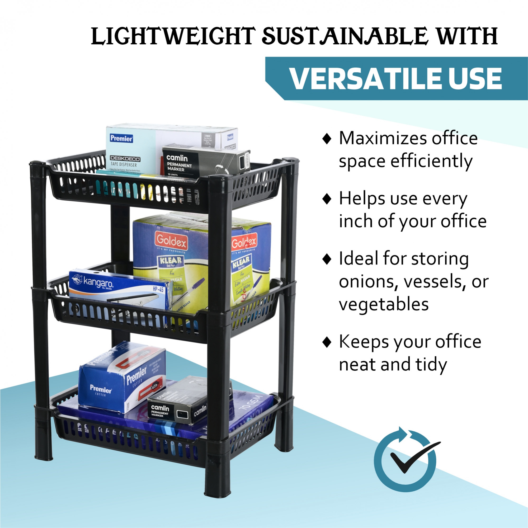 Kuber Industries  Multipurpose Racks For Storage  Kids Toy OrganizerUnder Wash Basin  Office Storage cabinet  Shelves  Black