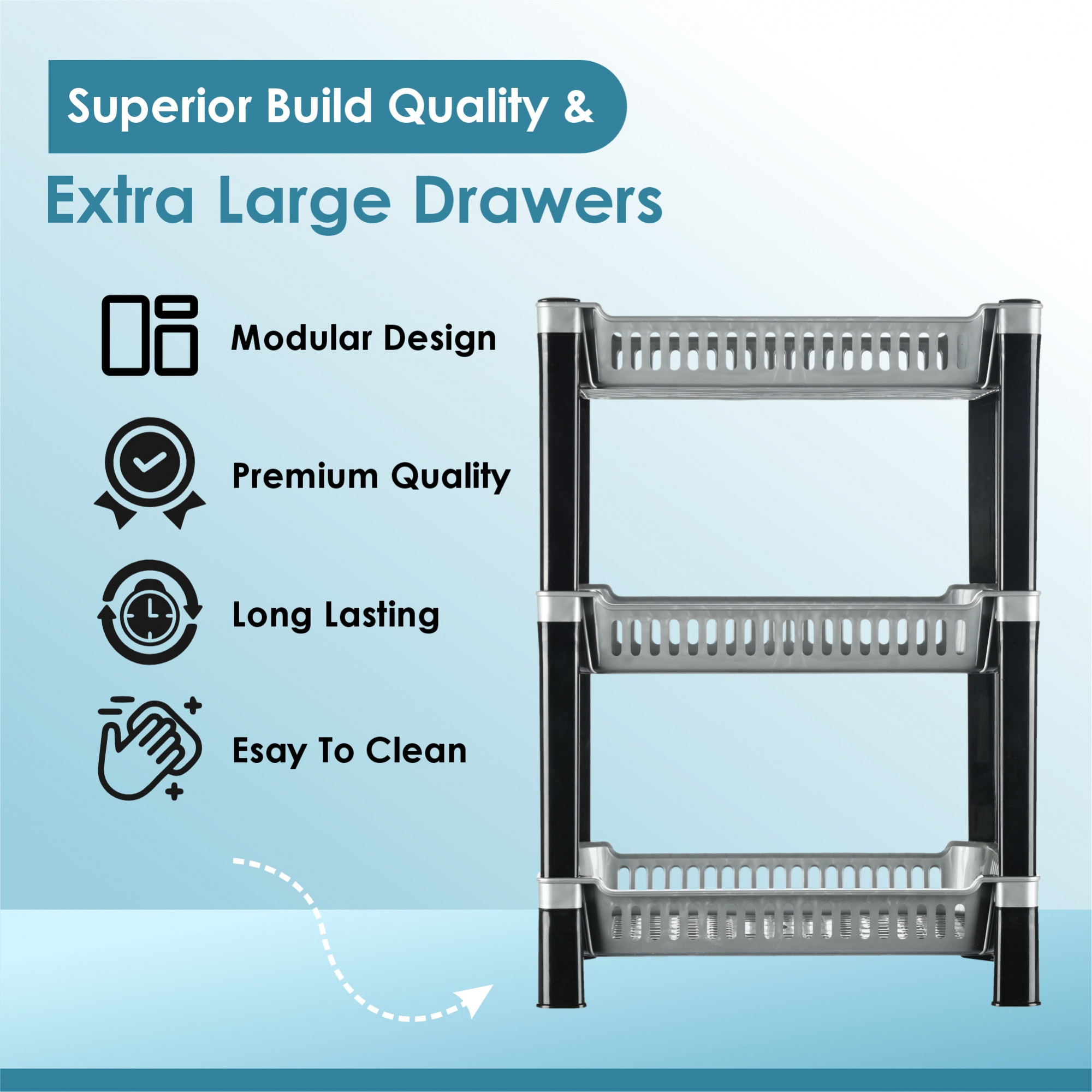Kuber Industries  Multipurpose Racks For Storage  Kids Toy OrganizerUnder Wash Basin  Office Storage cabinet  Shelves  Silver
