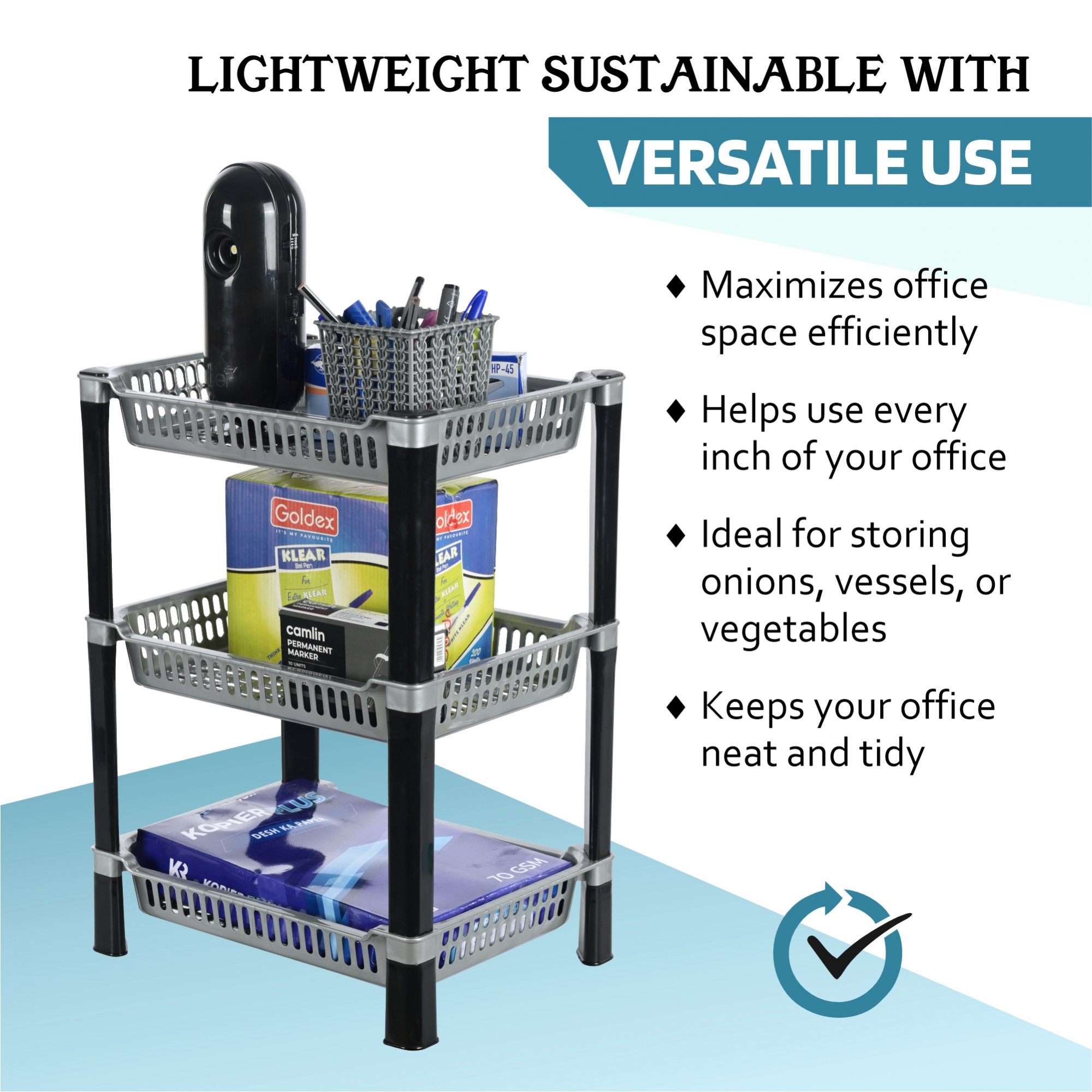 Kuber Industries  Multipurpose Racks For Storage  Kids Toy OrganizerUnder Wash Basin  Office Storage cabinet  Shelves  Silver