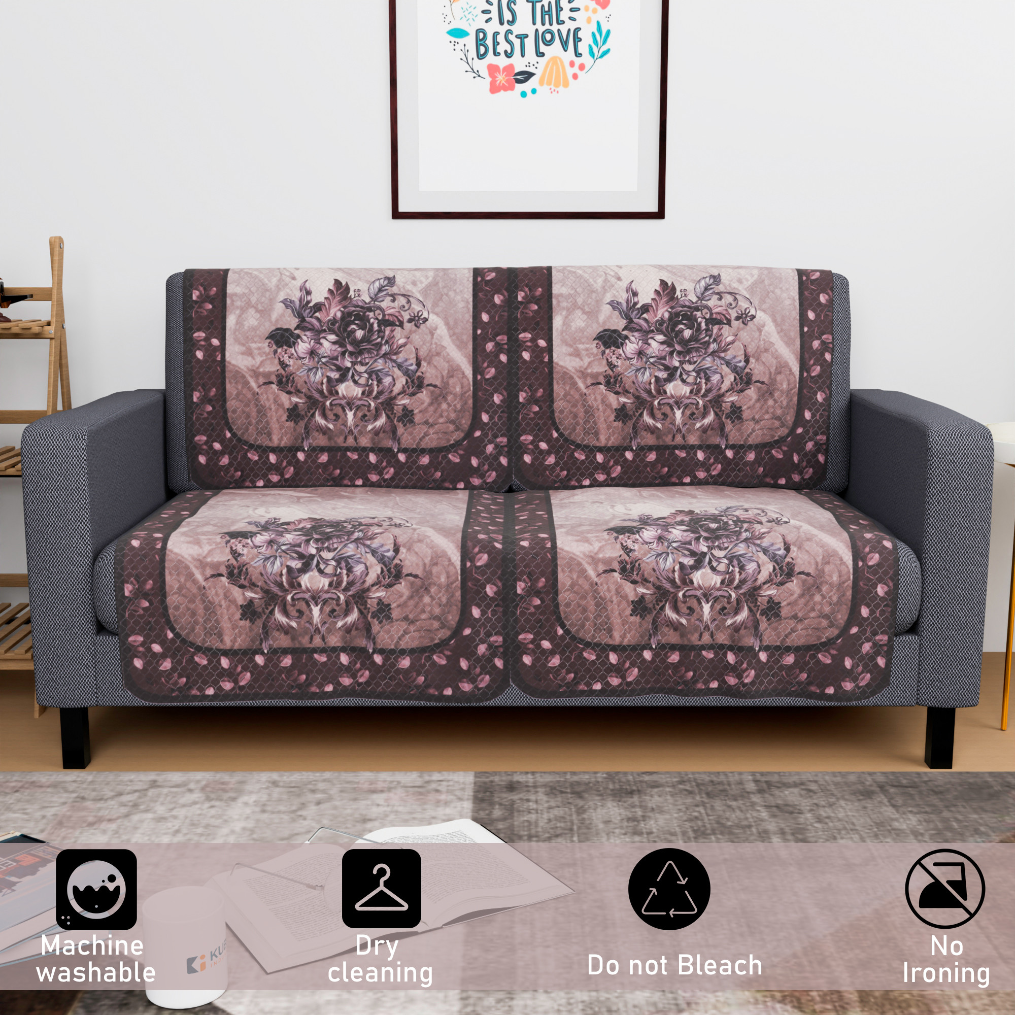 Kuber Industries  Net Durable  Sofa Covers for Living Room  Easy Machine Washable Sofe ke cover for Protection  Comfort for Home  Digital Print - Dark  Light Brown