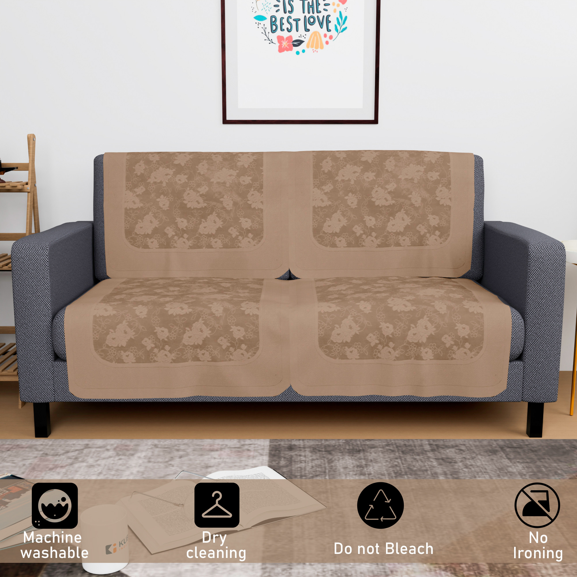 Kuber Industries  Net Durable  Sofa Covers for Living Room  Easy Machine Washable Sofe ke cover for Protection  Comfort for Home  Self Net Hawaii - Camel Brown
