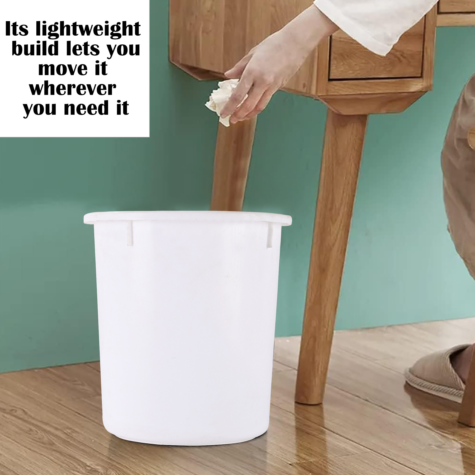 Kuber Industries  Open-Top 5 Liters Dustbin for Bedroom Bathroom  Kitchen  Durable  Portable Garbage Bin for Daily Household Use  Dustbin for Office Spaces  White