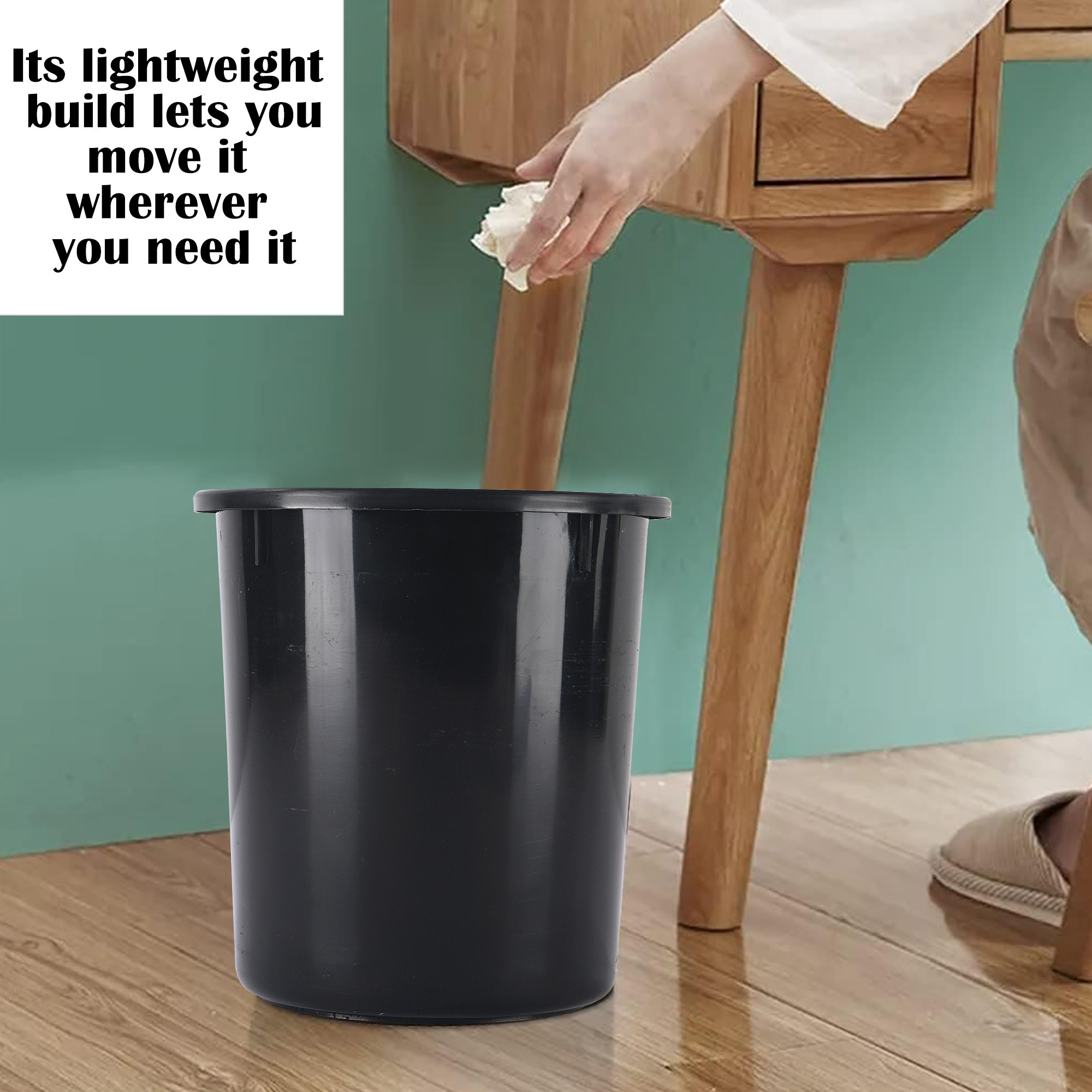 Kuber Industries  Open-Top 5 Liters Dustbin for Bedroom Bathroom  Kitchen  Durable  Portable Garbage Bin for Daily Household Use  Dustbin for Office Spaces  Black