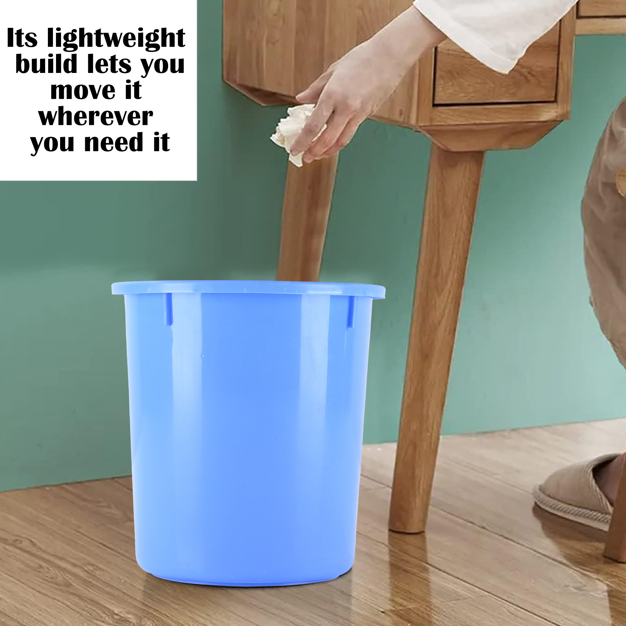 Kuber Industries  Open-Top 5 Liters Dustbin for Bedroom Bathroom  Kitchen  Durable  Portable Garbage Bin for Daily Household Use  Dustbin for Office Spaces  Blue