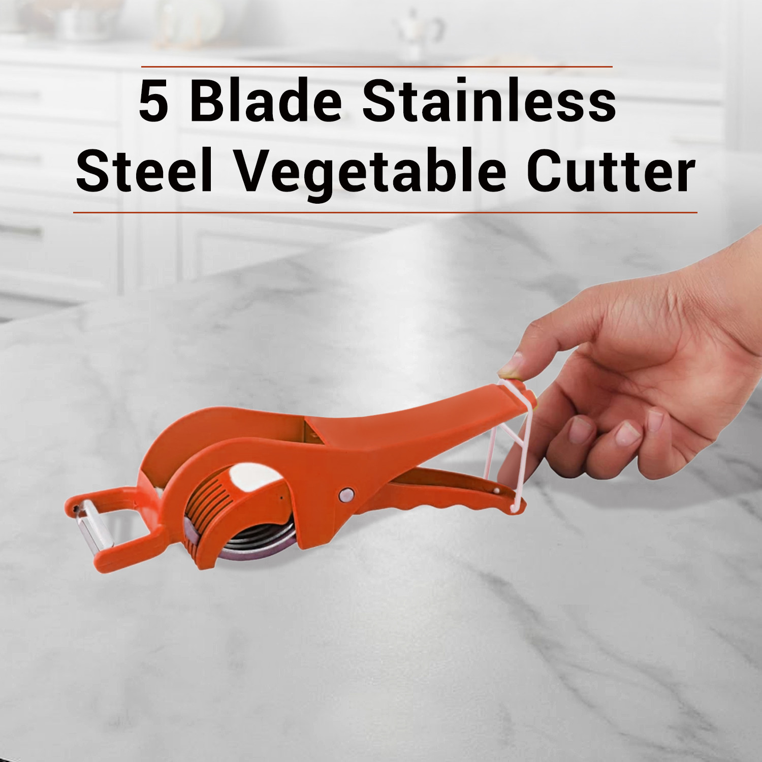 Kuber Industries  Pack of 2  Vegetable Cutter  5 Steel Blades  Bhindi Cutter with Peeler  Multi-Purpose Chopper Cutter for Kitchen-Cooking-Food Chopper  Veggie Cutter  Red