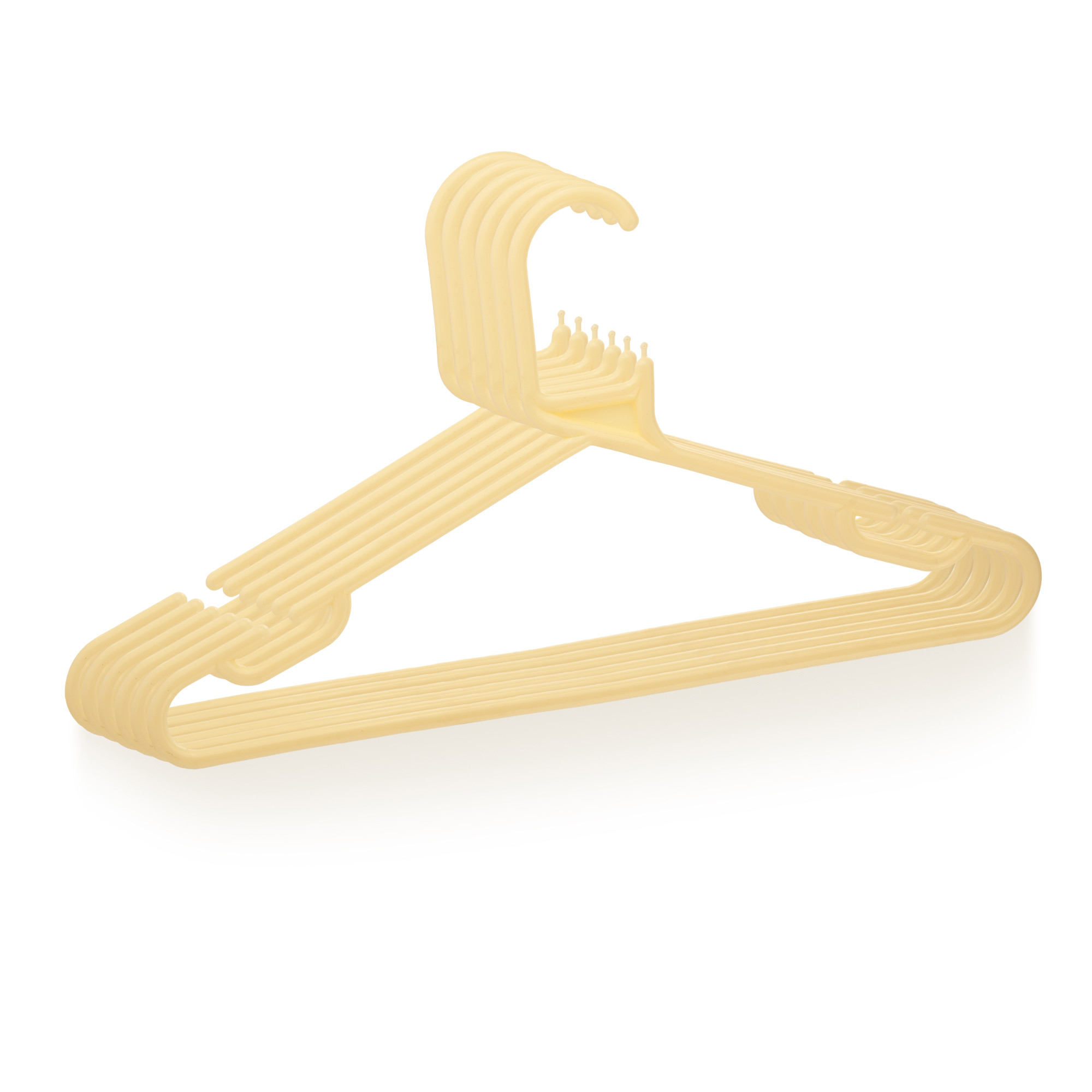 Kuber Industries  Pack of 6  Hangers  Multi-Purpose Hangers for Trouser Skirts Coat Dresses  Ties  Plastic Clothes Almirah Hangers for Wardrobe Cabinets Closet  European Style  Cream