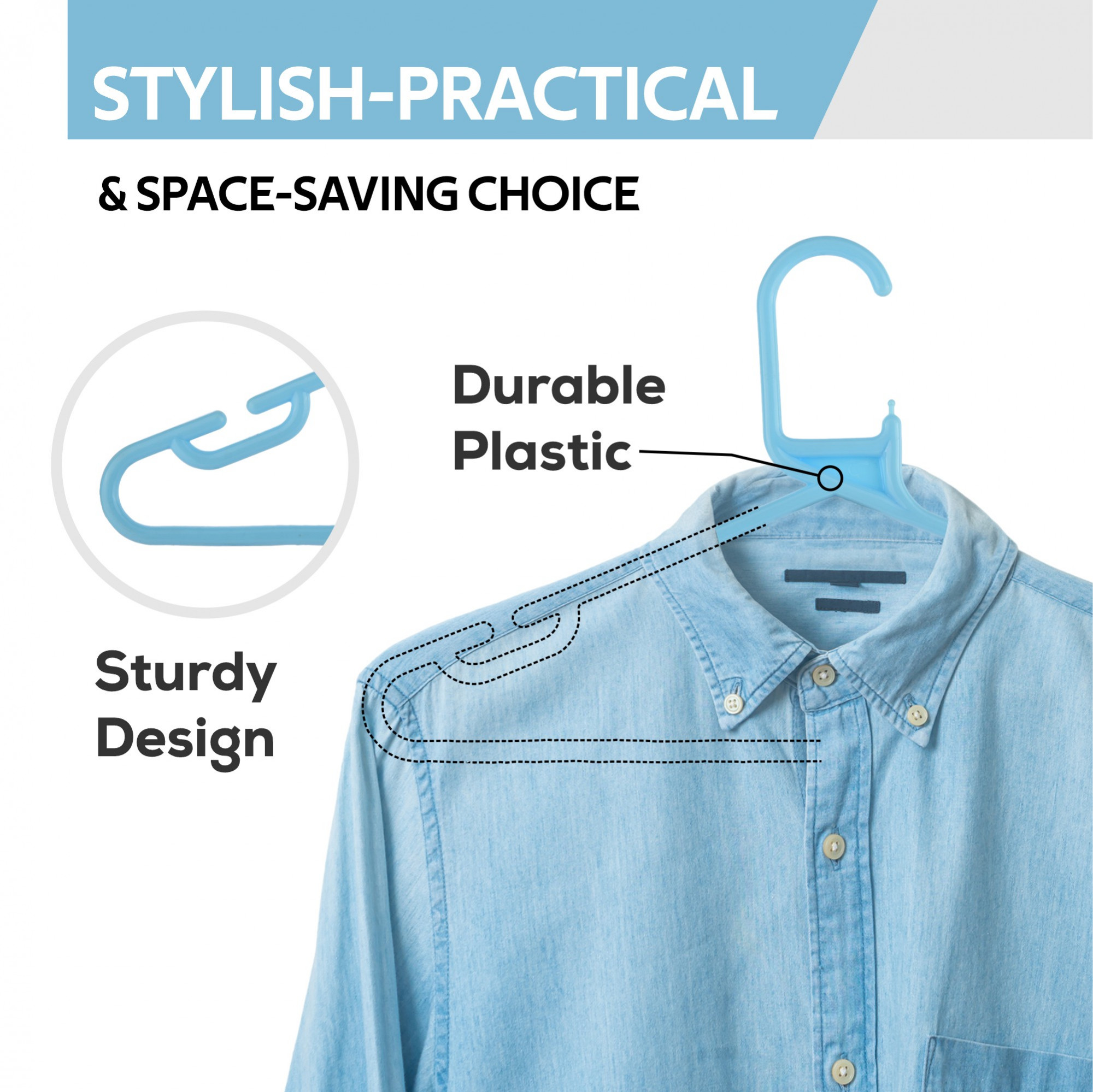 Kuber Industries  Pack of 6  Hangers  Multi-Purpose Hangers for Trouser Skirts Coat Dresses  Ties  Plastic Clothes Almirah Hangers for Wardrobe Cabinets Closet  European Style  Blue