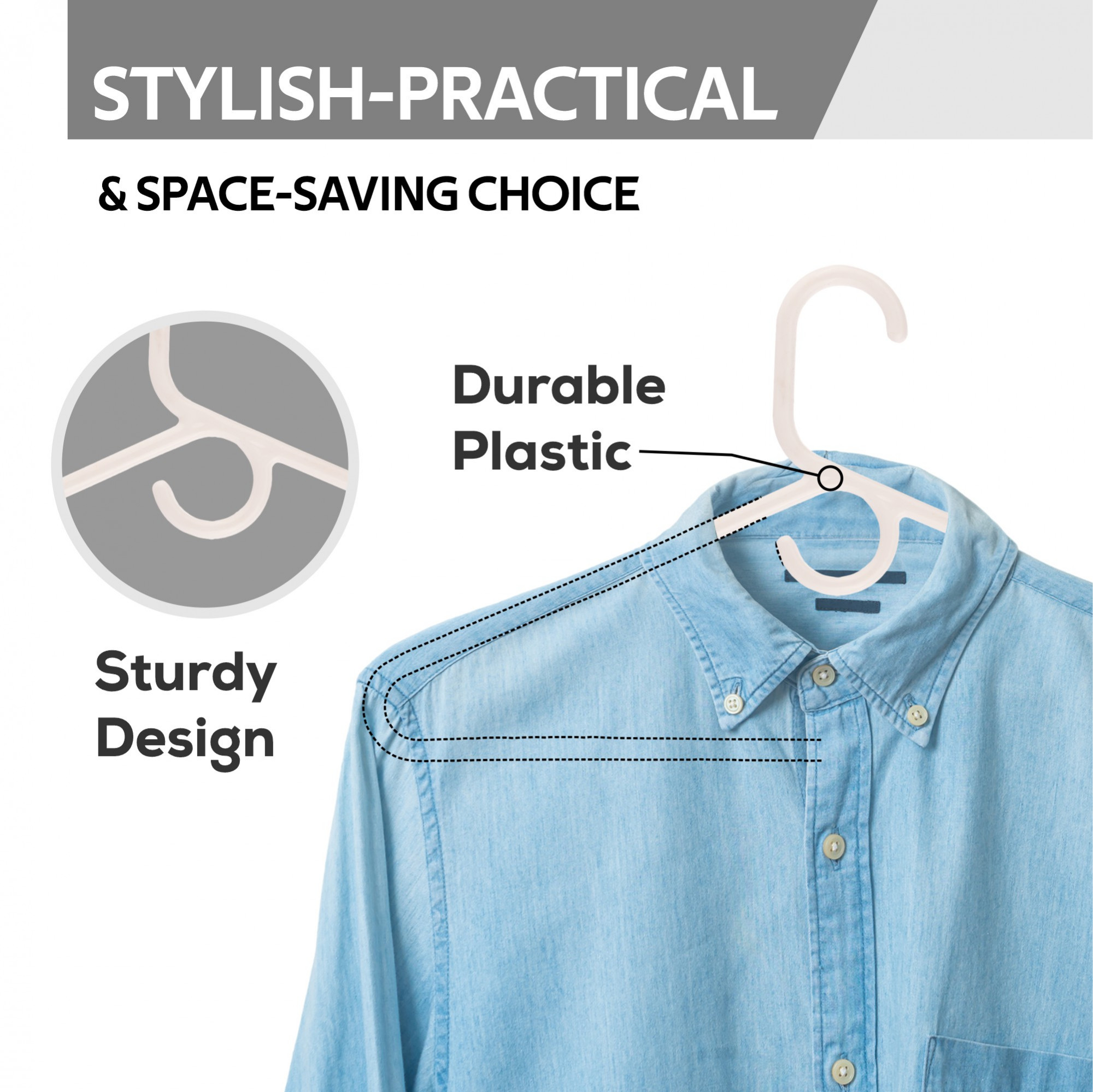 Kuber Industries  Pack of 6  Hangers  Multi-Purpose Hangers for Trouser Skirts Coat Dresses  Ties  Plastic Clothes Almirah Hangers for Wardrobe Cabinets Closet  American Style  White