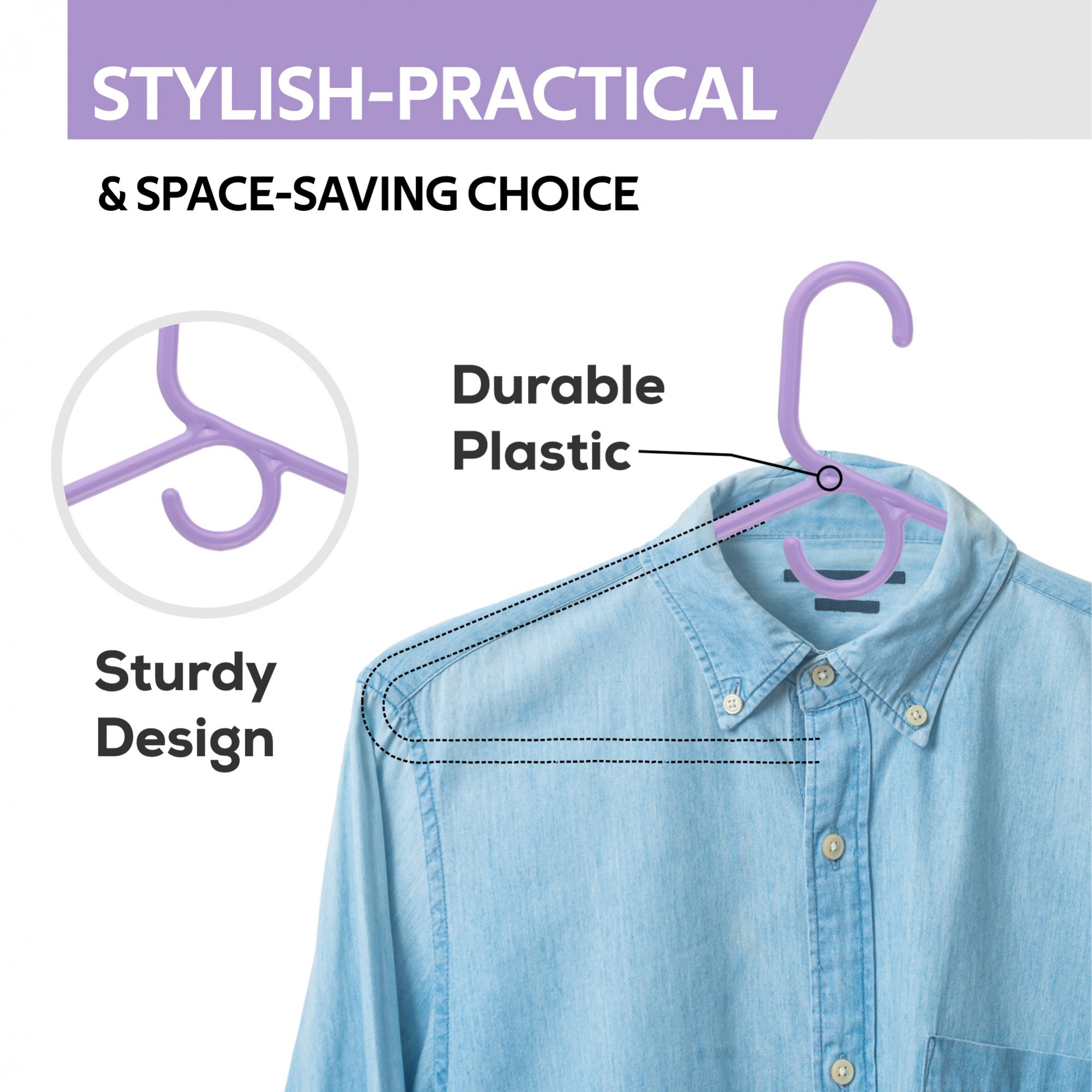 Kuber Industries  Pack of 6  Hangers  Multi-Purpose Hangers for Trouser Skirts Coat Dresses  Ties  Plastic Clothes Almirah Hangers for Wardrobe Cabinets Closet  American Style  Purple