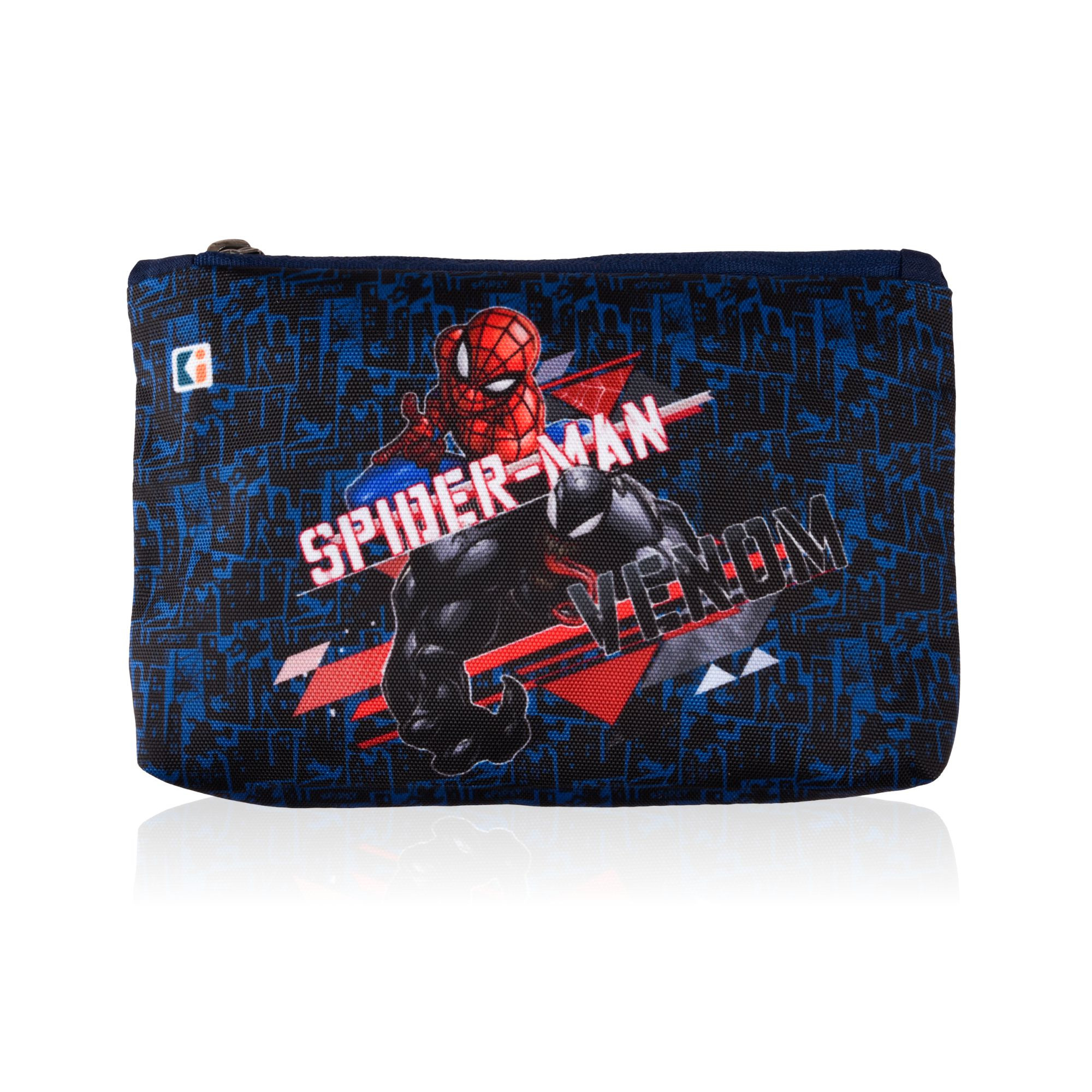 Kuber Industries  Pencil Pouch  Square Stationary Pouch  Pen-Pencil Box for Kids  School Geometry Pouch  Pencil Utility Bag  Zipper Pencil Organizer  Marvel Spider-Man  Navy Blue