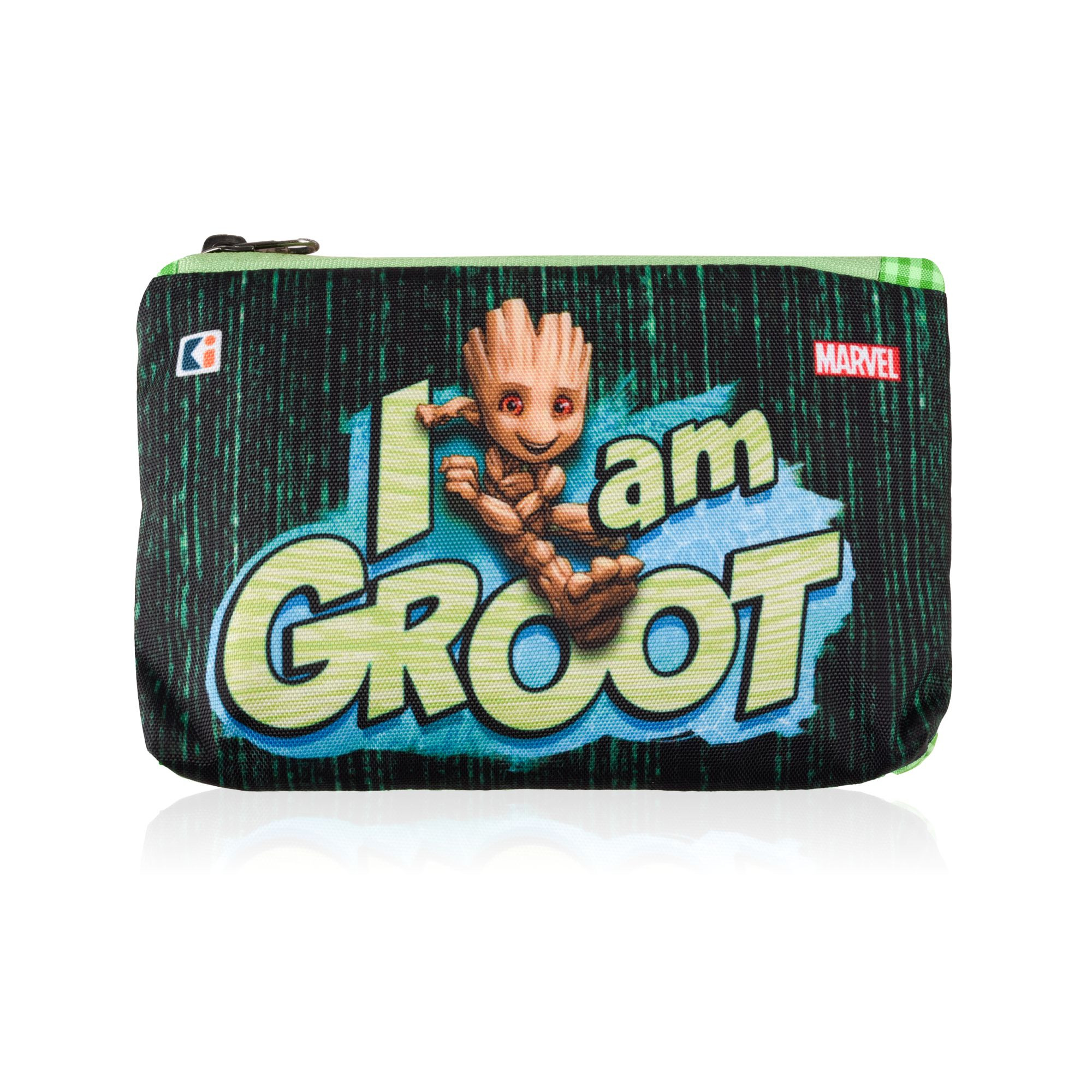 Kuber Industries  Pencil Pouch  Square Stationary Pouch  Pen-Pencil Box for Kids  School Geometry Pouch  Pencil Utility Bag  Zipper Pencil Organizer  Marvel I am Groot  Green
