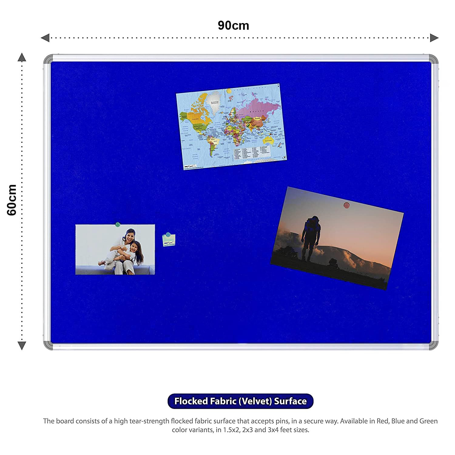 Kuber Industries- Pin-Up Board- 2 x 3 Feet (Blue)