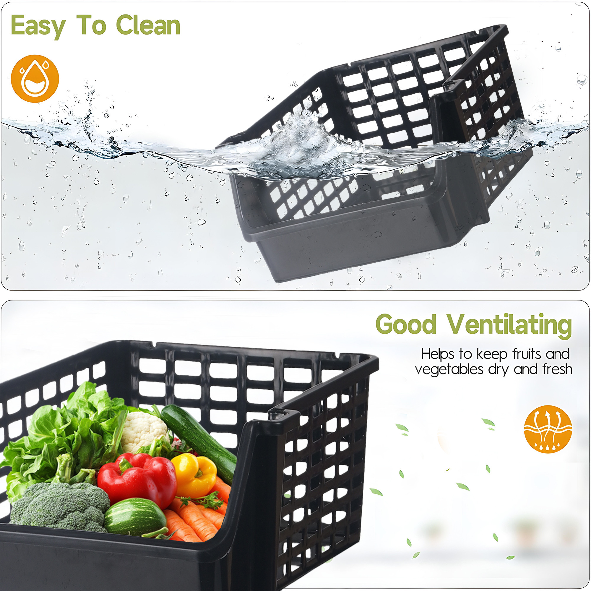 Kuber Industries  Plastic Bathroom Organiser Rack for Storage  Stackable Rack for Kitchen  Home  Office Stationery Organizer  Basket Shelf for Vegetable and Fruits  Black