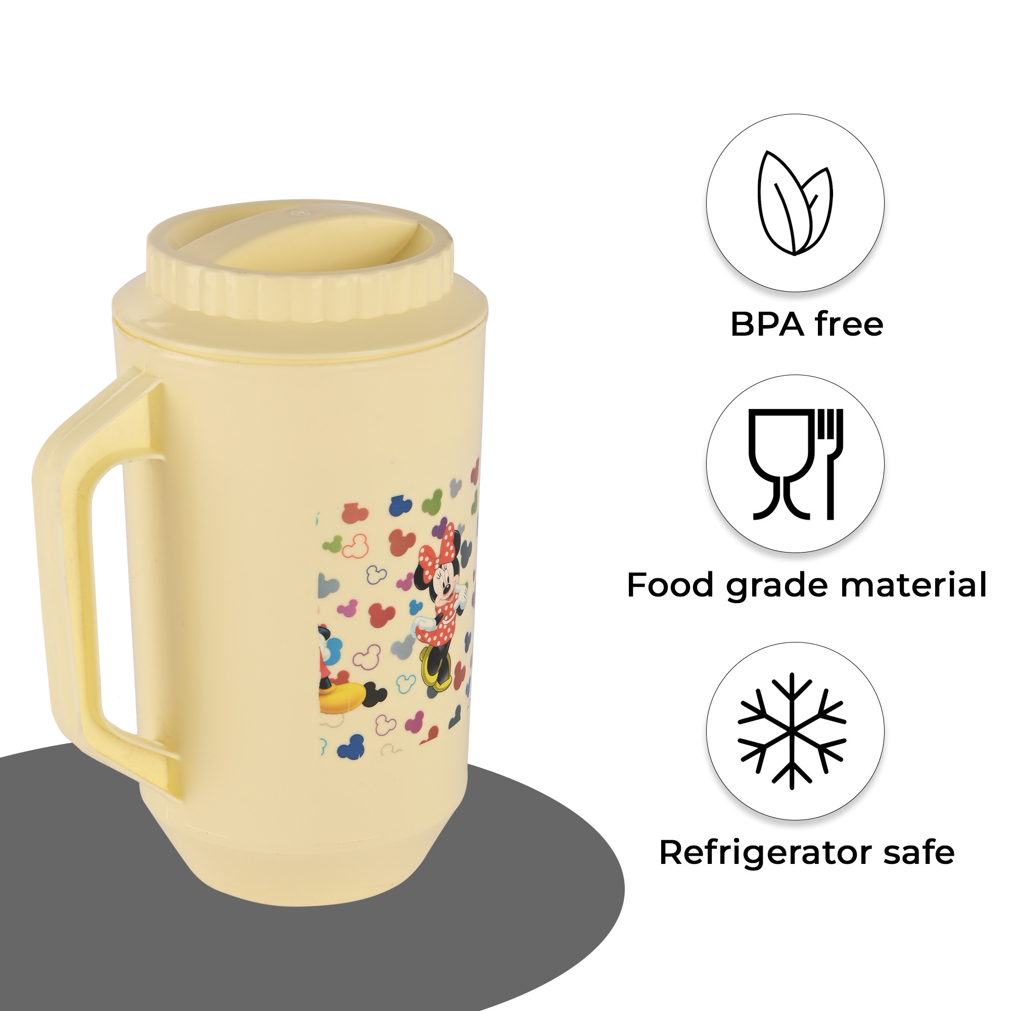 Kuber Industries  Plastic Jug for Kitchen  2 Ltr  Multipurpose Jug for Water Milk  Juice  Perfect for Daily Use in Kitchen Home Office  Events  Disney Team- Cream